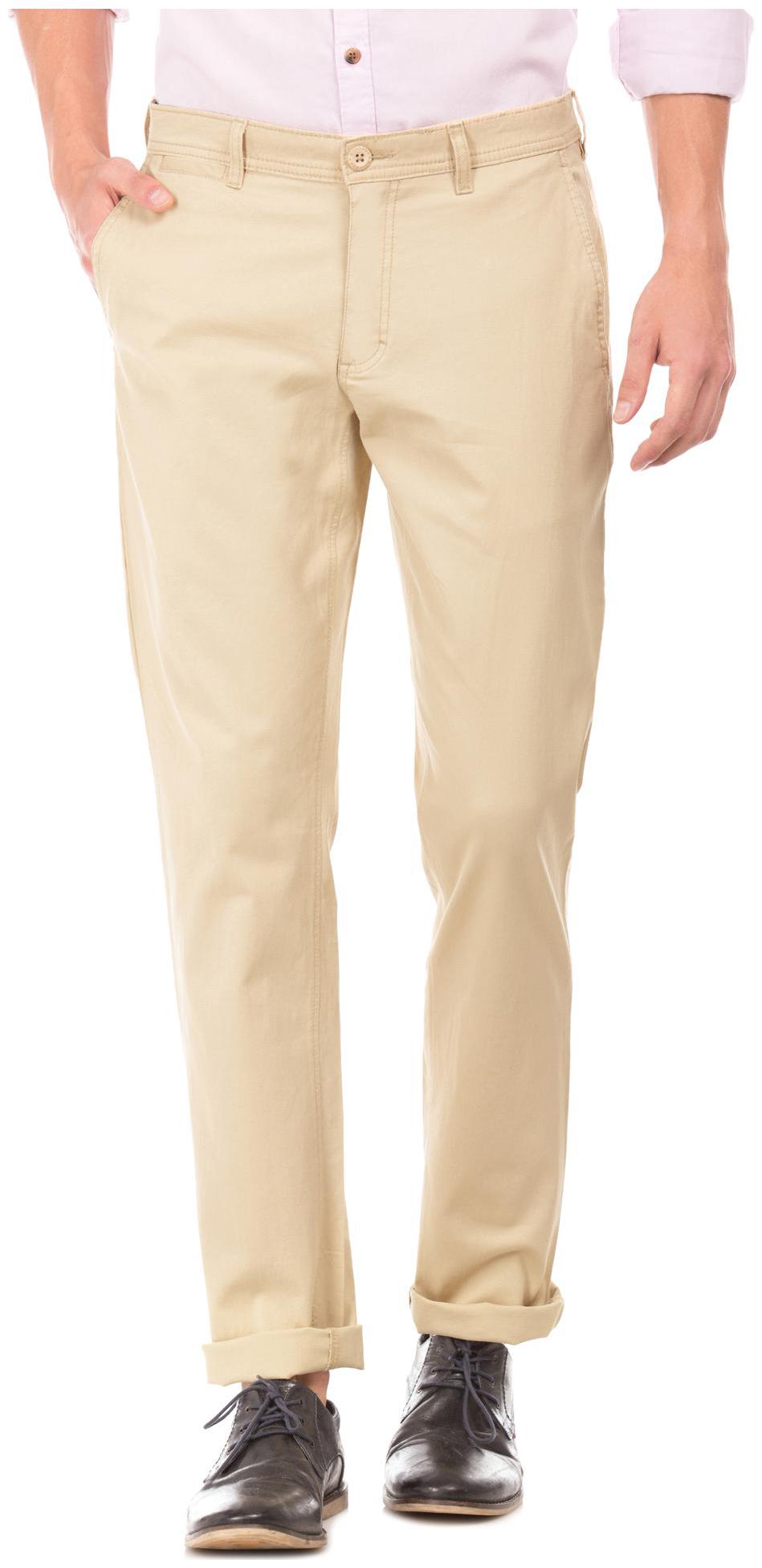 

RUGGERS Men Beige Solid Regular fit Regular trousers