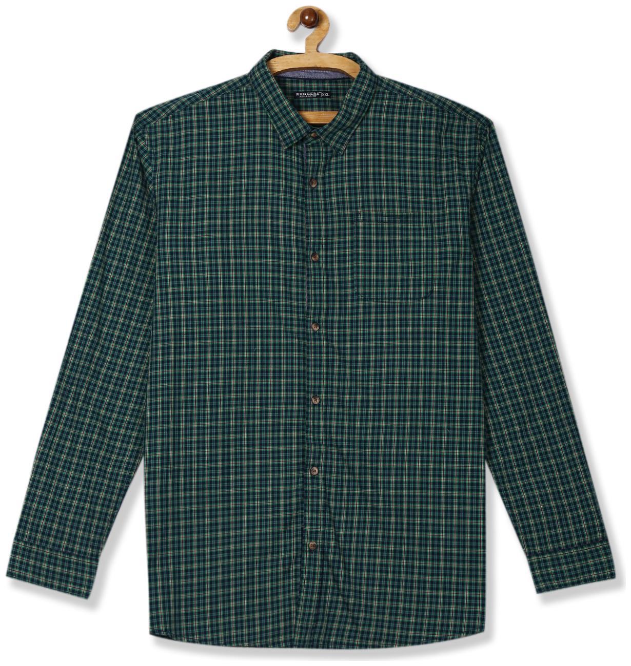 

RUGGERS Men Green Checked Regular Fit Casual Shirt