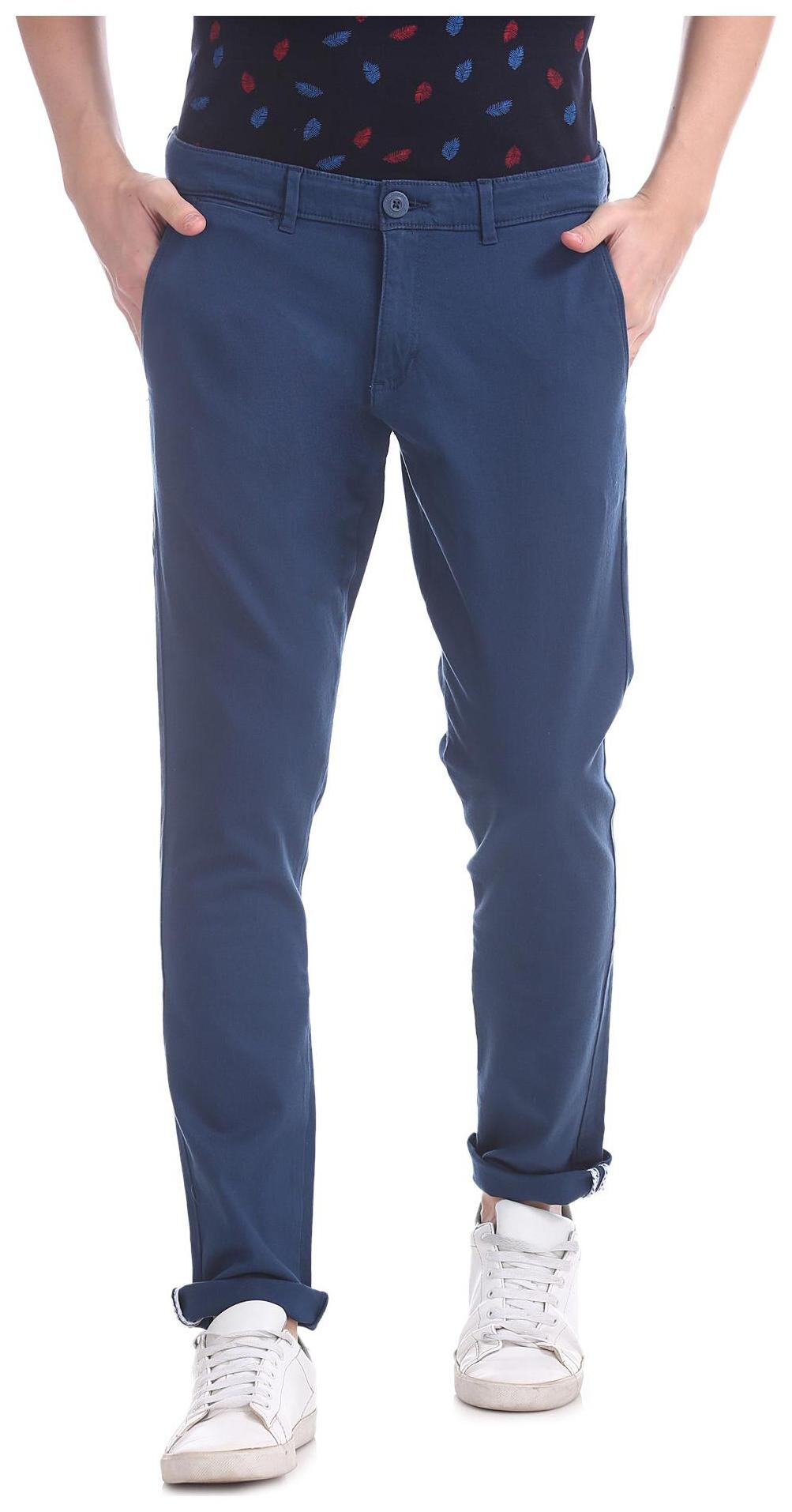 

RUGGERS Men Blue Solid Tapered fit Regular trousers