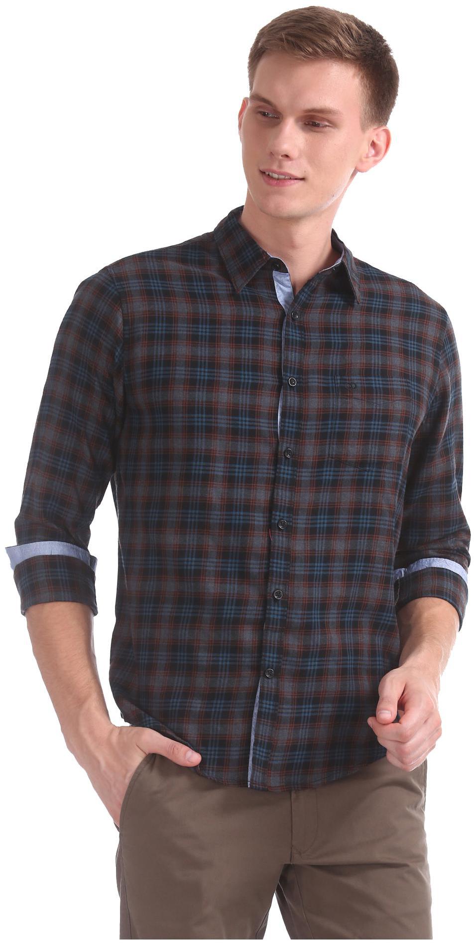 

RUGGERS Men Multi Checked Slim Fit Casual Shirt