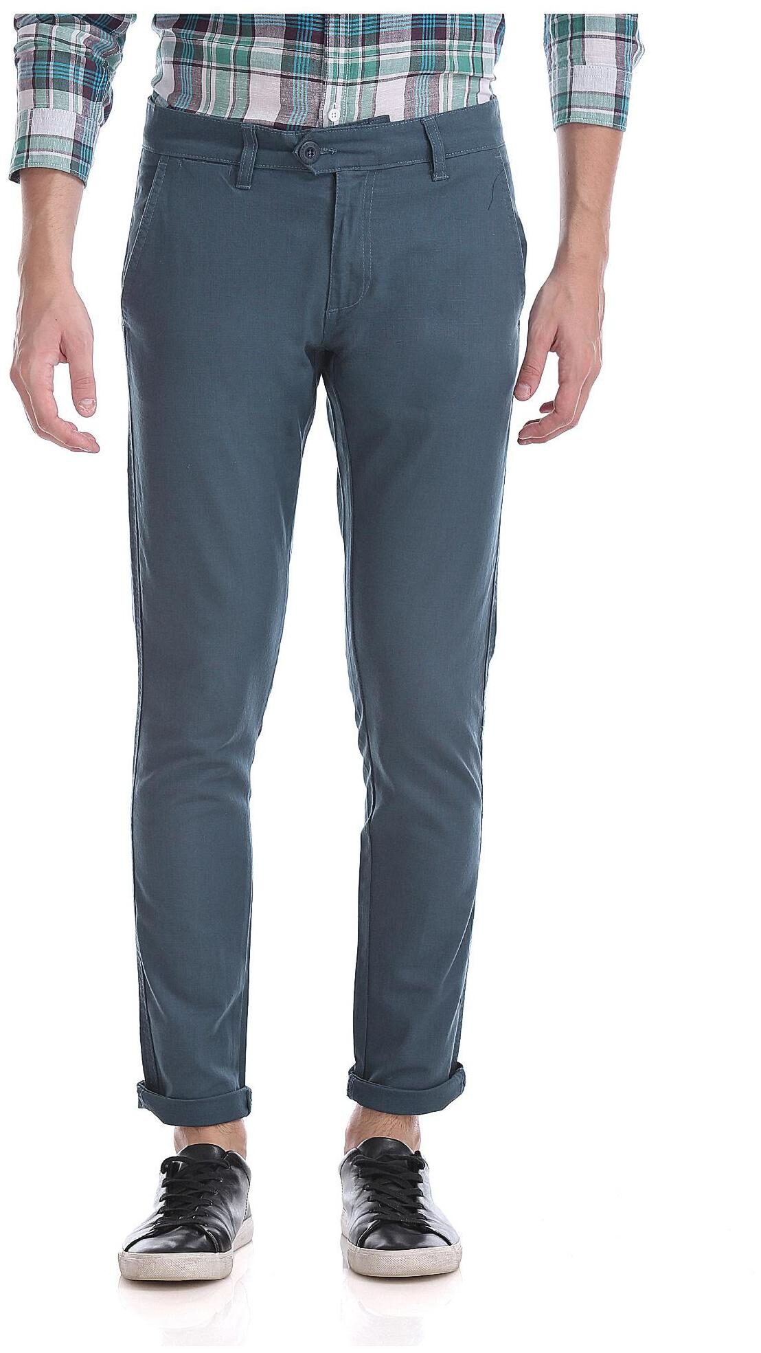 

RUGGERS Men Blue Solid Regular fit Regular trousers
