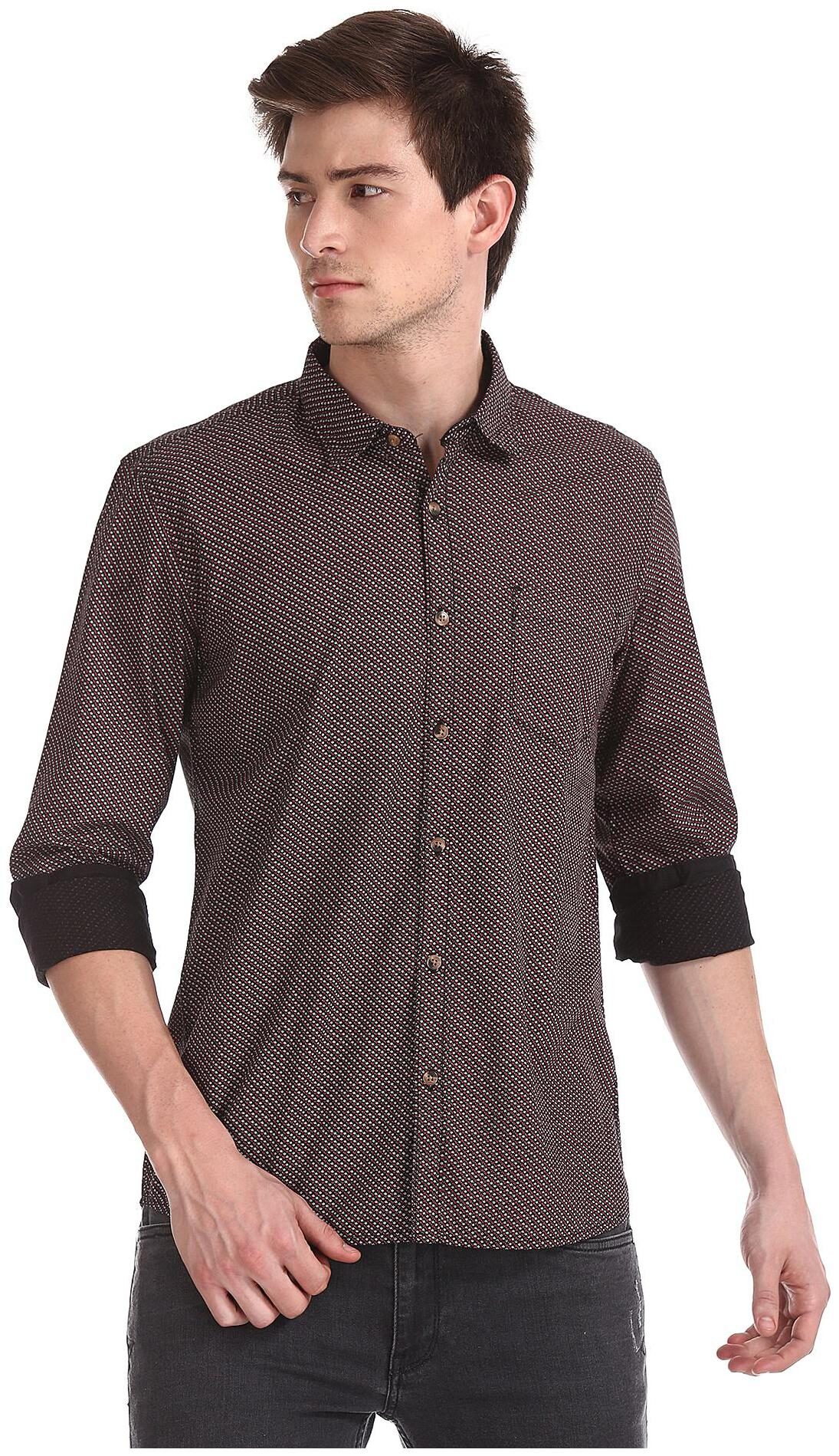 

RUGGERS Men Brown Geometric Regular Fit Casual Shirt