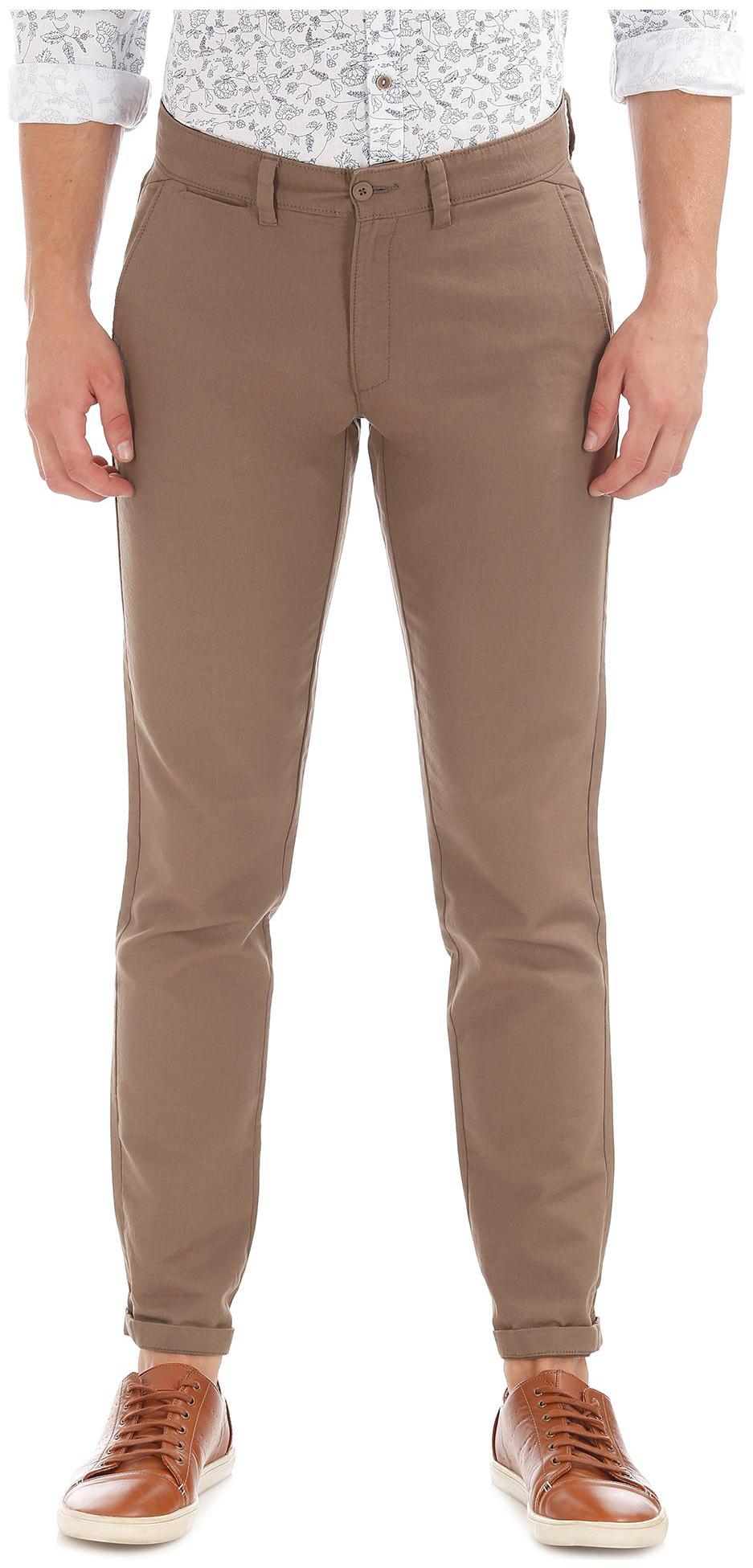 

RUGGERS Men Brown Solid Slim fit Regular trousers