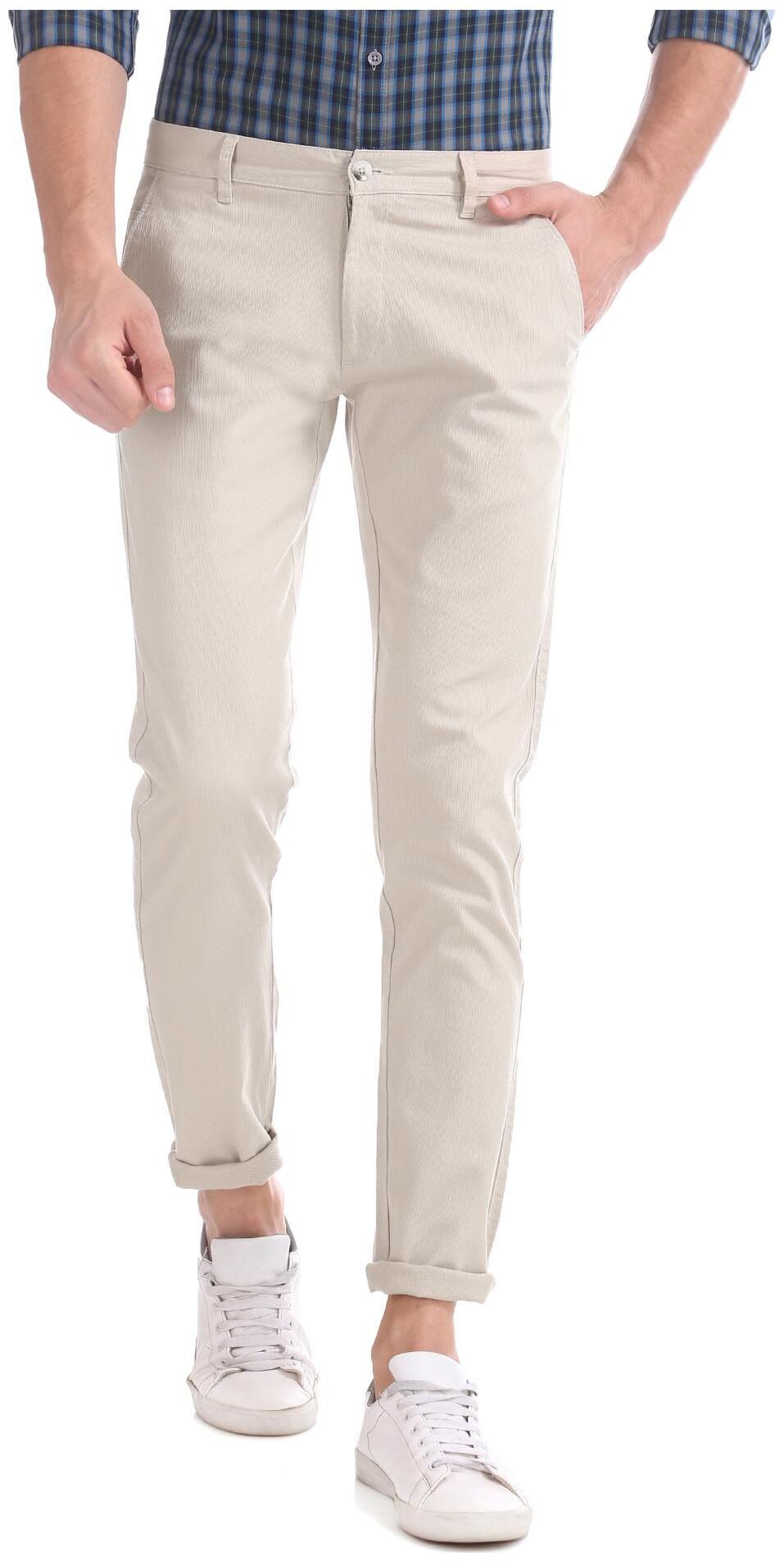 

RUGGERS Men White Solid Slim fit Regular trousers