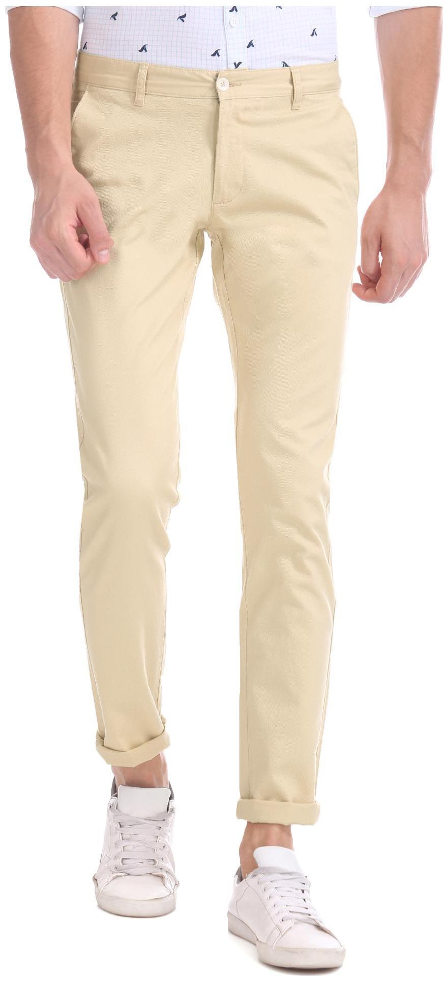 

RUGGERS Men Beige Textured Slim fit Regular trousers