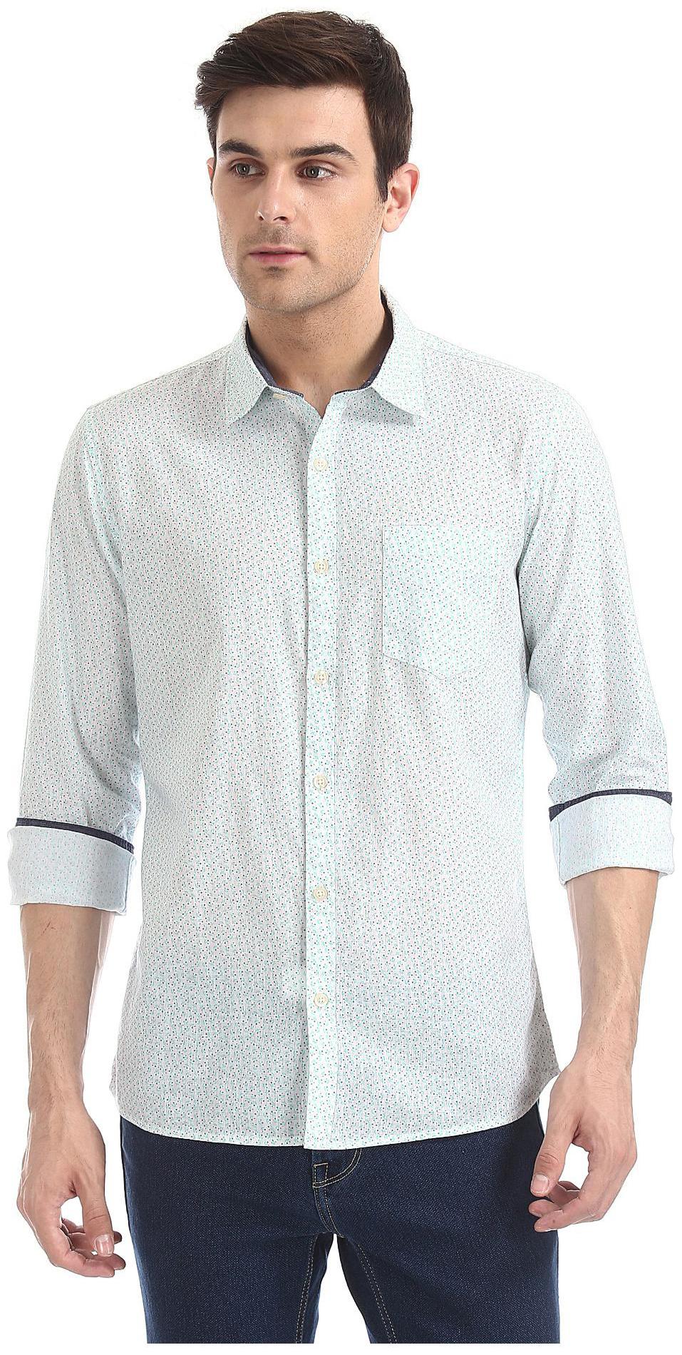 

RUGGERS Men White Printed Regular Fit Casual Shirt