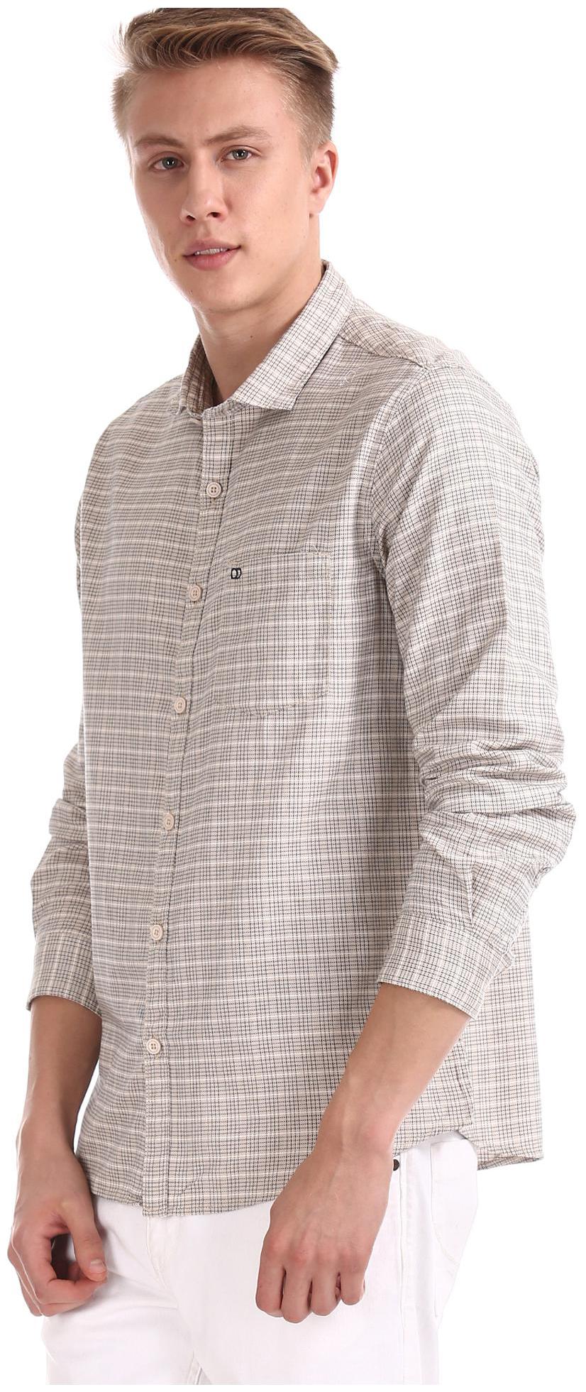 

RUGGERS Men Grey Checked Regular Fit Casual Shirt