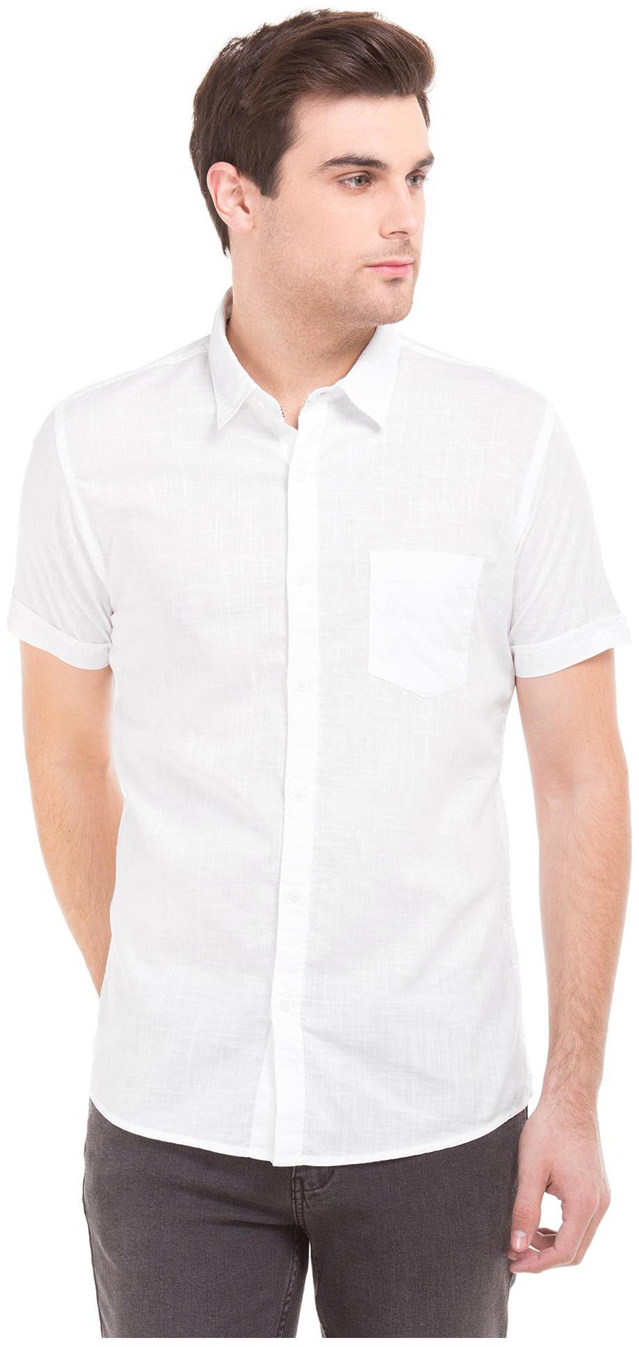 

RUGGERS Men White Solid Regular Fit Casual Shirt