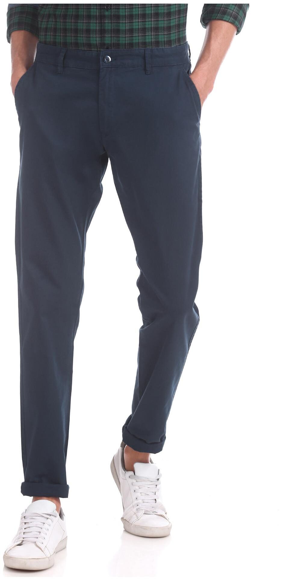 

RUGGERS Men Blue Solid Slim fit Regular trousers
