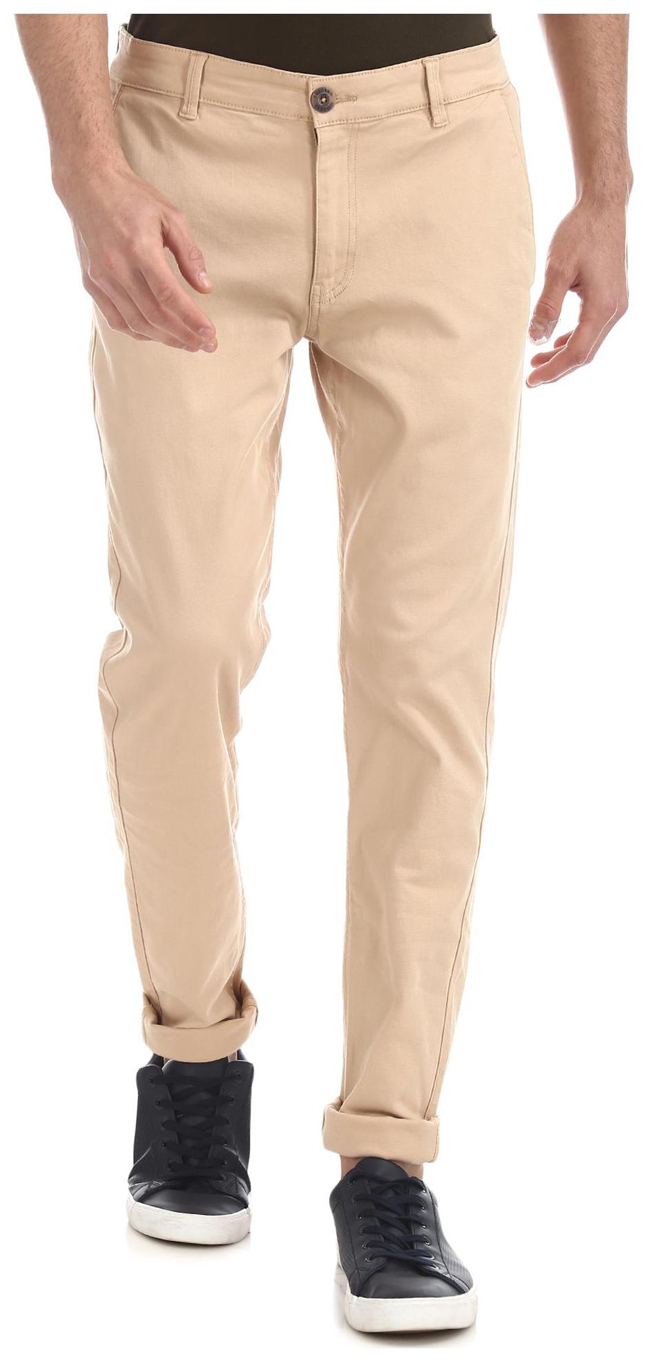 

RUGGERS Men Beige Solid Slim fit Regular trousers