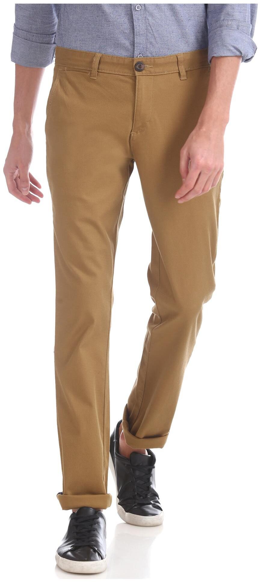 

RUGGERS Men Brown Textured Tapered fit Regular trousers