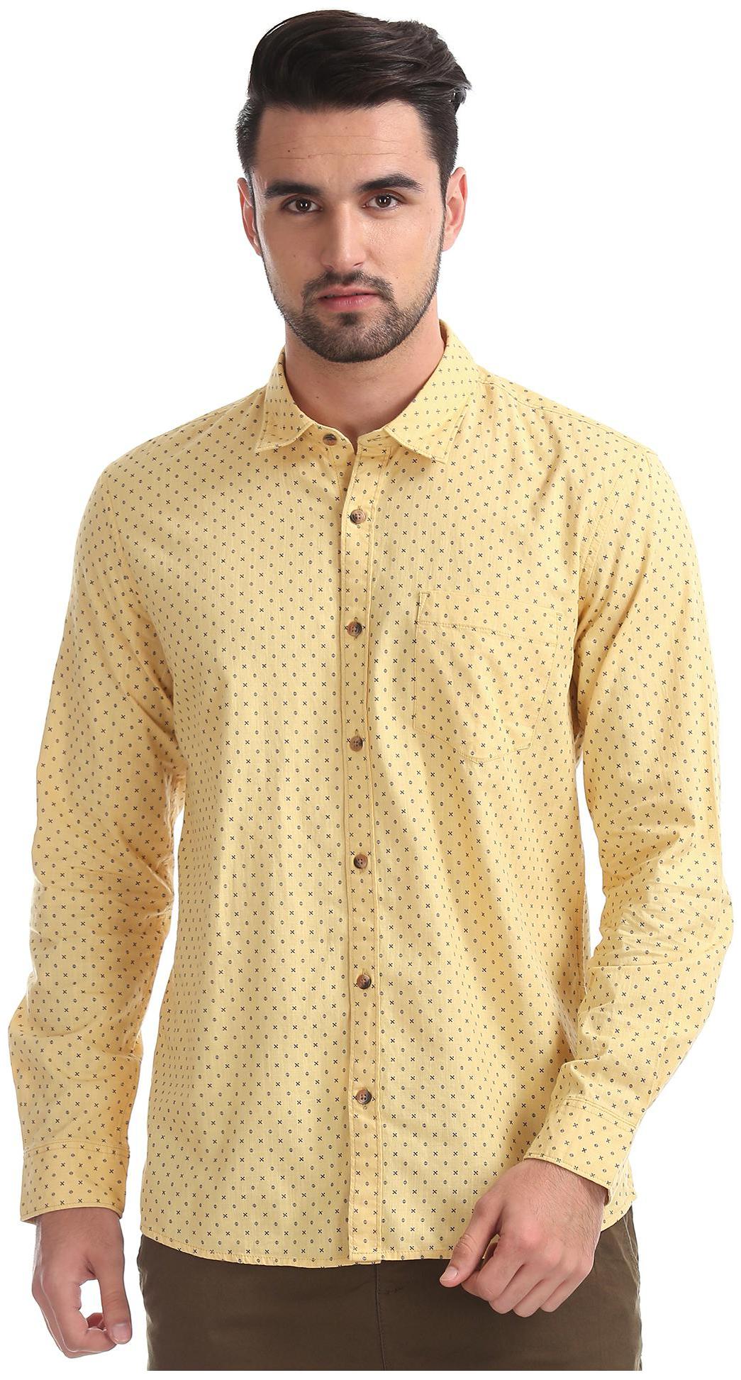 

RUGGERS Men Yellow Printed Regular Fit Casual Shirt