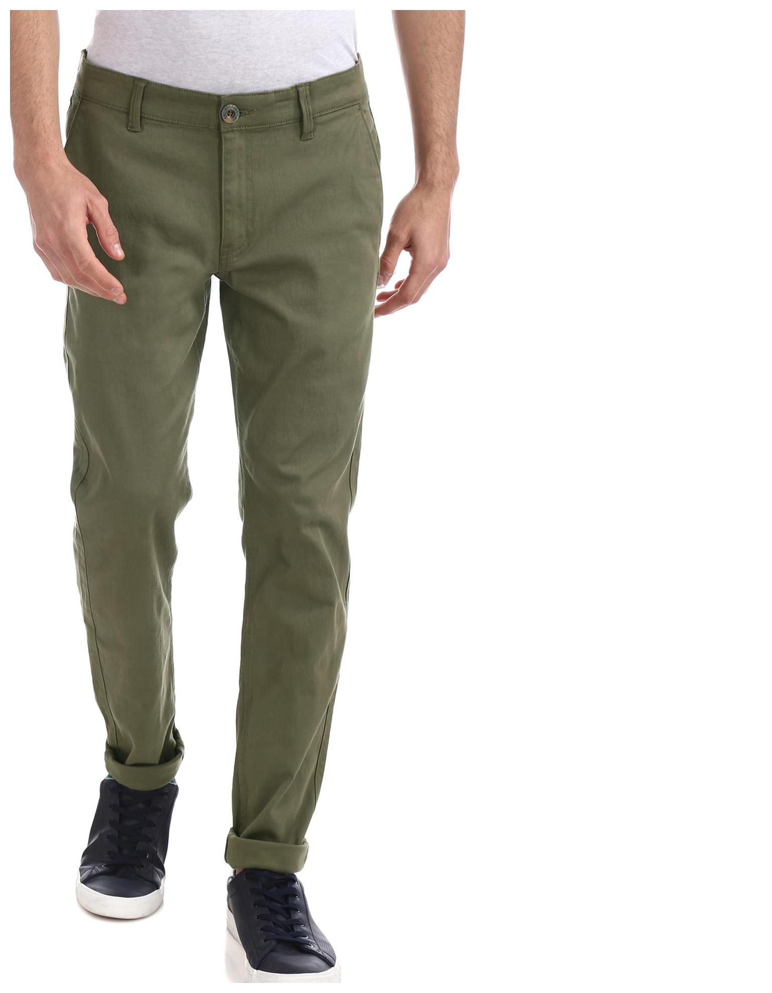 

RUGGERS Men Green Solid Slim fit Regular trousers