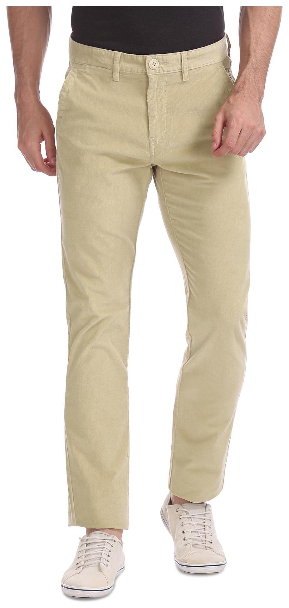 

RUGGERS Men Beige Solid Slim fit Regular trousers