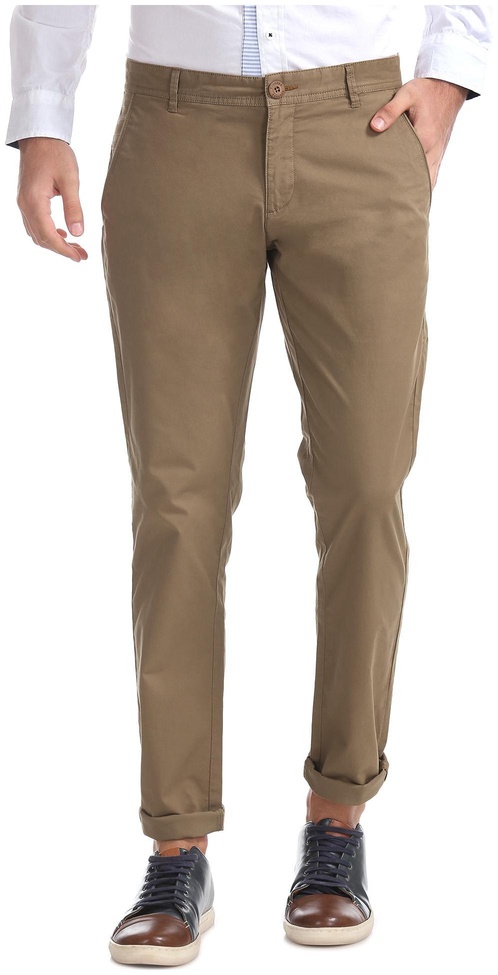 

RUGGERS Men Brown Solid Slim fit Regular trousers