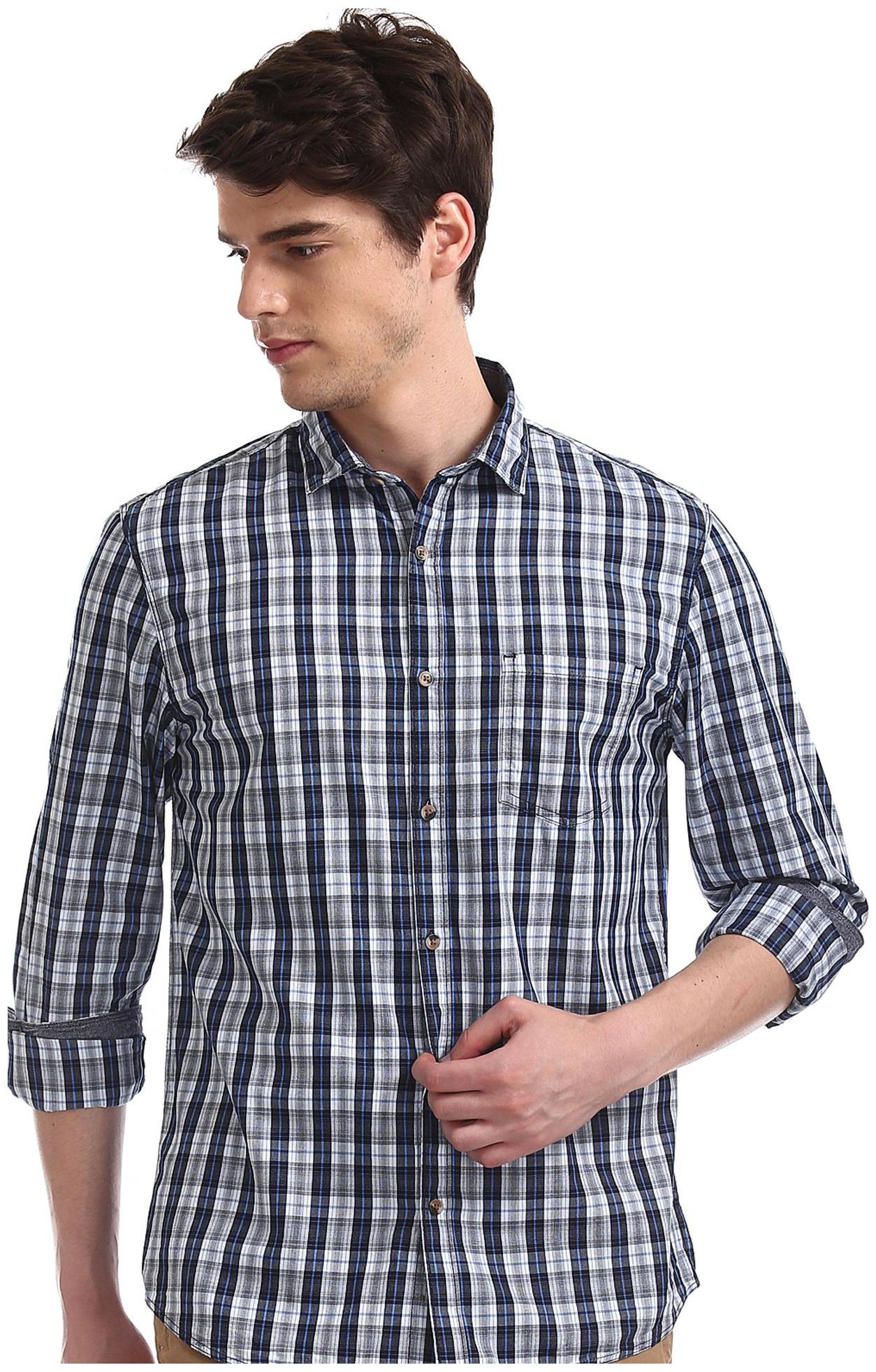 

RUGGERS Men White Checked Regular Fit Casual Shirt