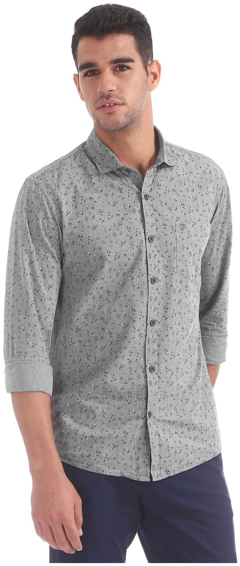 

RUGGERS Men Grey Printed Regular Fit Casual Shirt