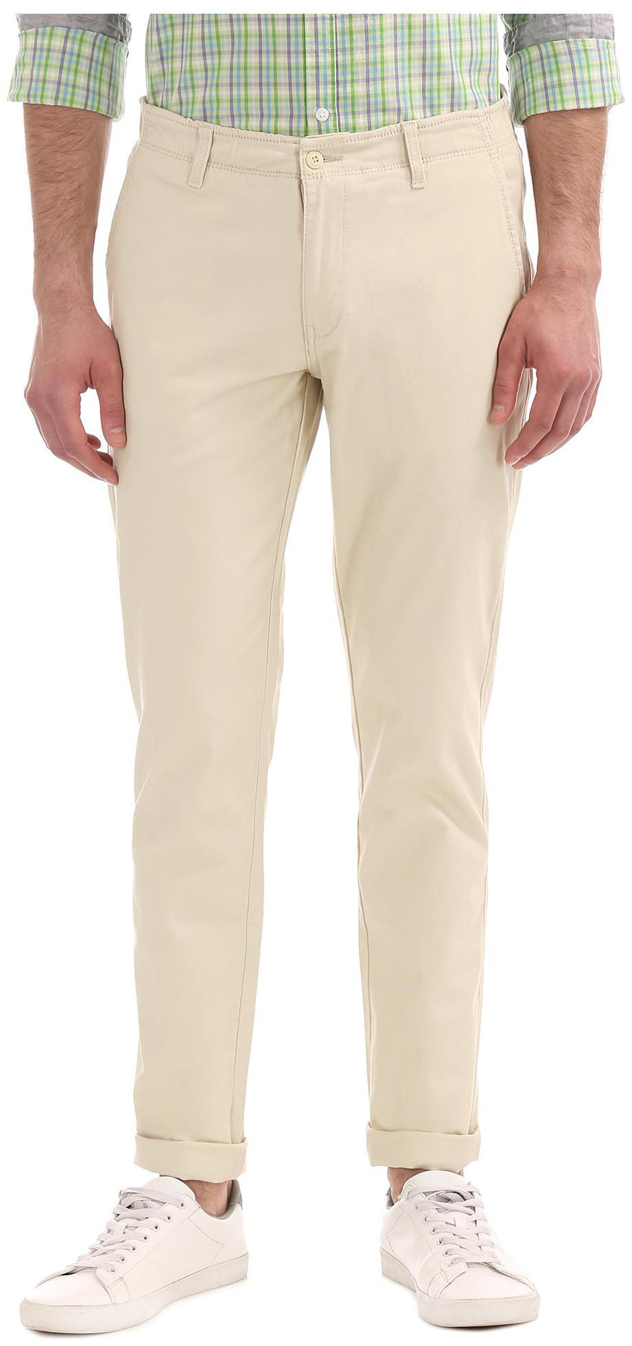 

RUGGERS Men Beige Solid Slim fit Regular trousers