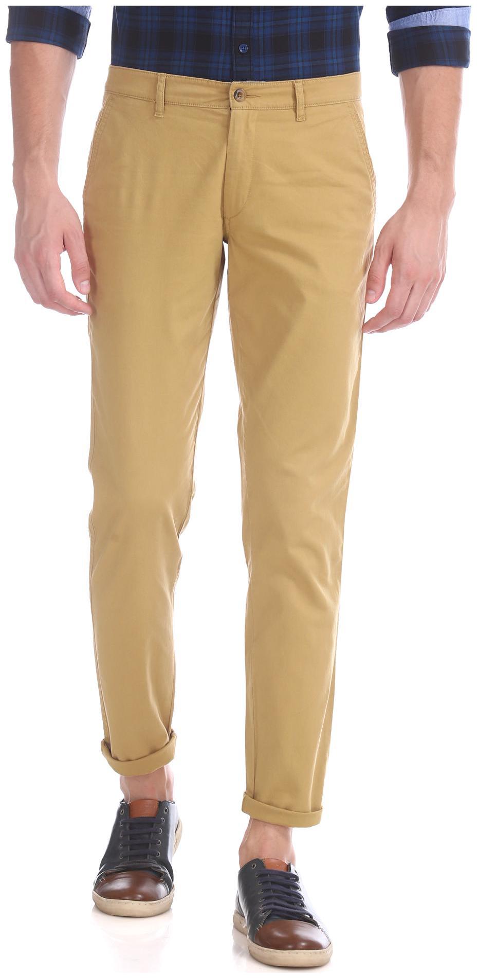 

RUGGERS Men Beige Solid Slim fit Regular trousers