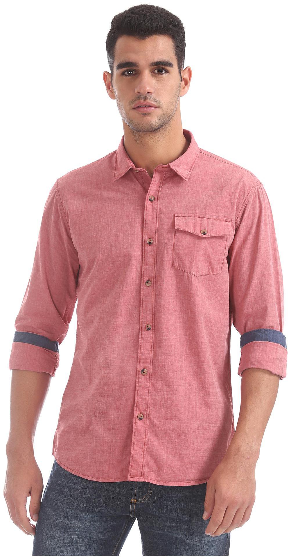 

RUGGERS Men Pink Solid Regular Fit Casual Shirt