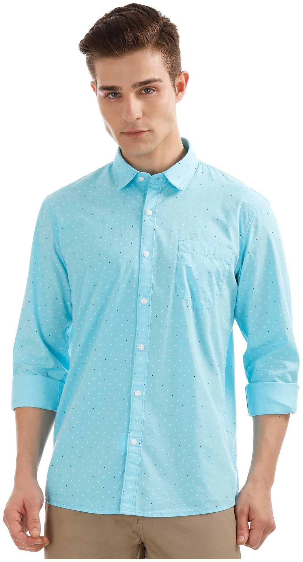 

RUGGERS Men Blue Printed Regular Fit Casual Shirt