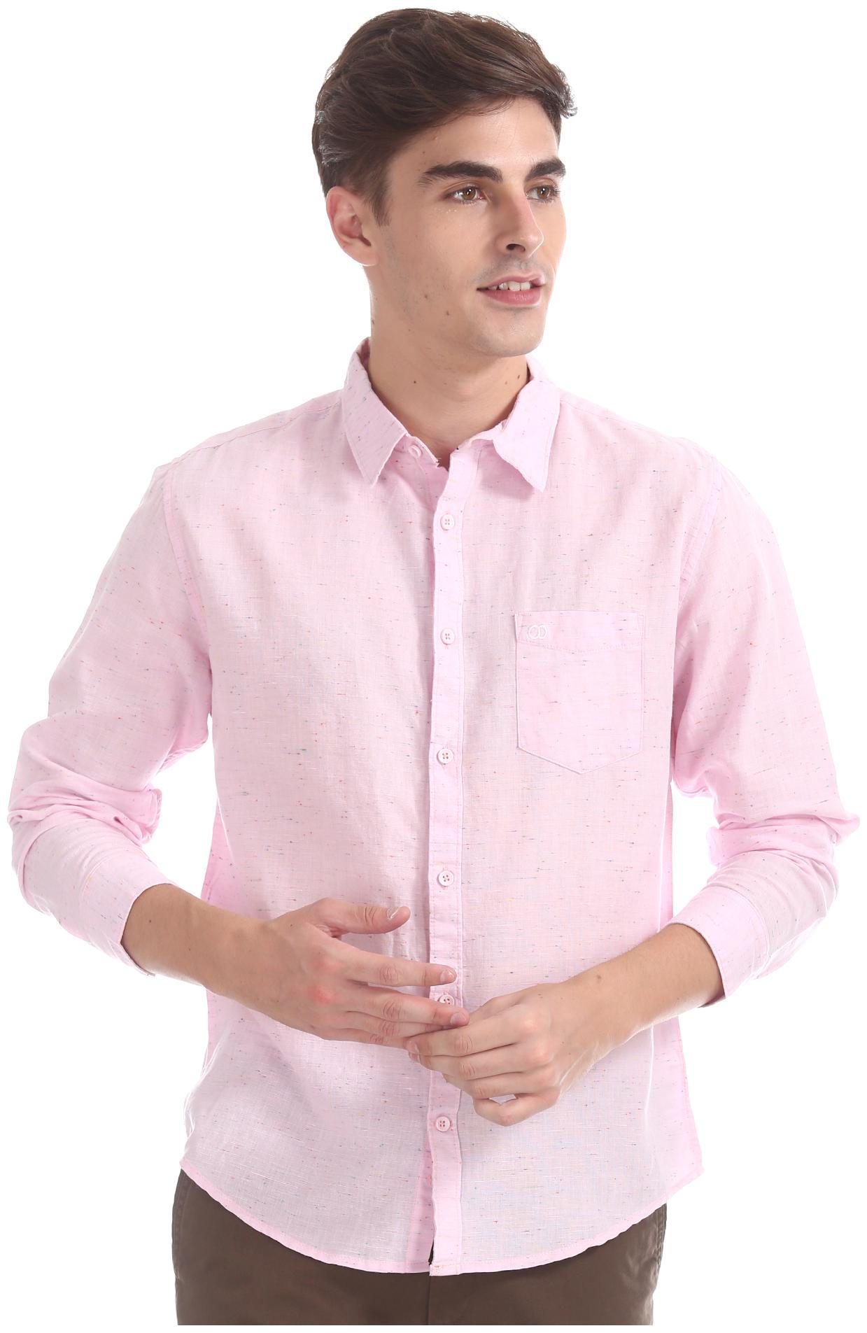 

RUGGERS Men Pink Weaved Slim Fit Casual Shirt