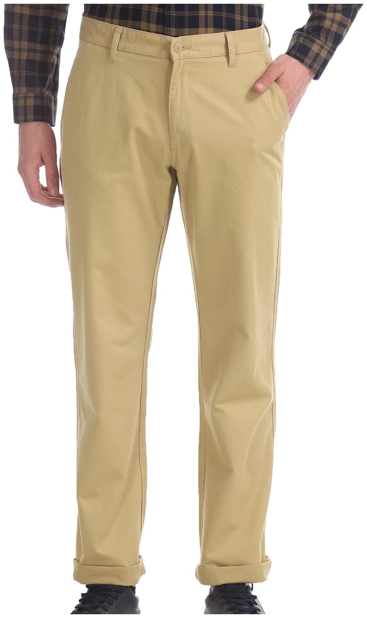 

RUGGERS Men Beige Solid Regular fit Regular trousers