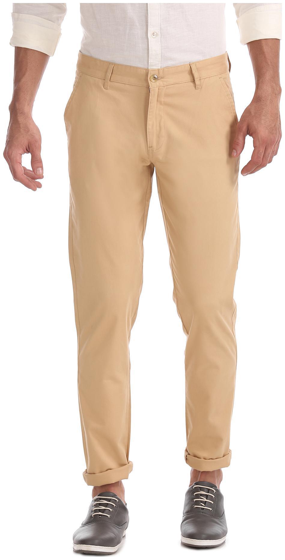 

RUGGERS Men Beige Solid Slim fit Regular trousers