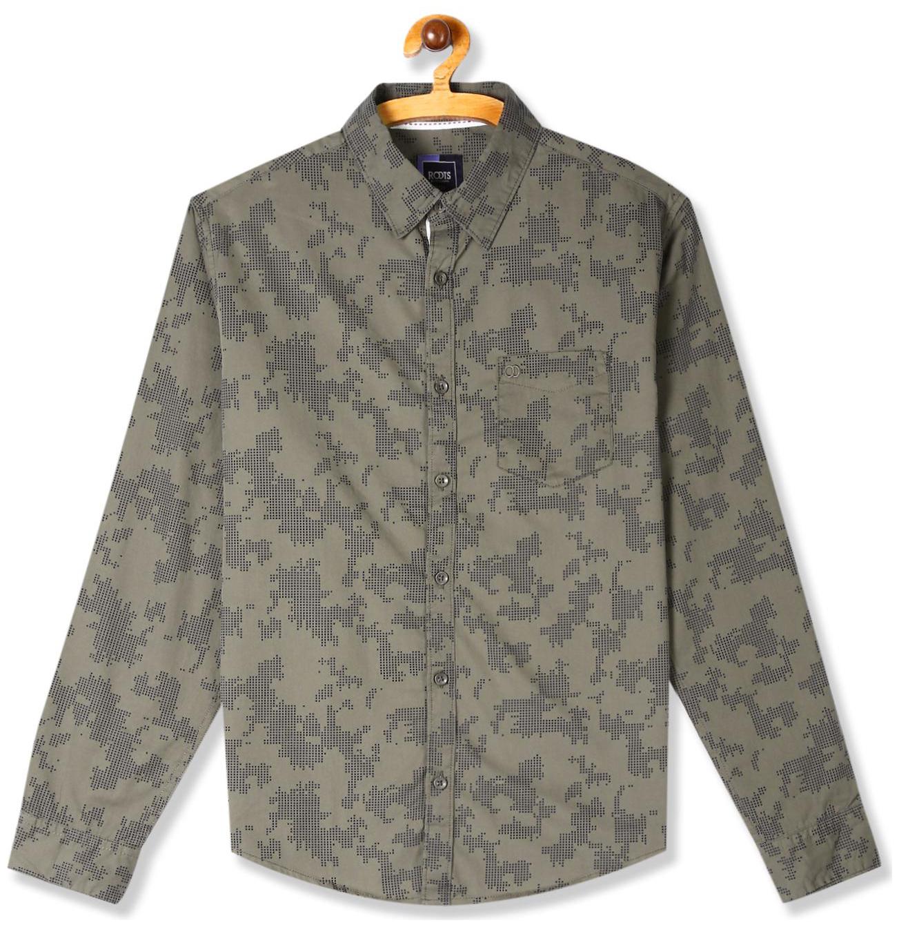 

RUGGERS Men Green Printed Regular Fit Casual Shirt