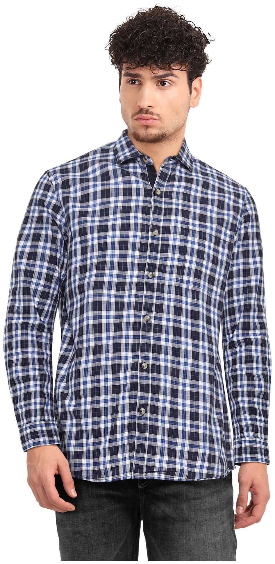 

RUGGERS Men Blue Checked Regular Fit Casual Shirt