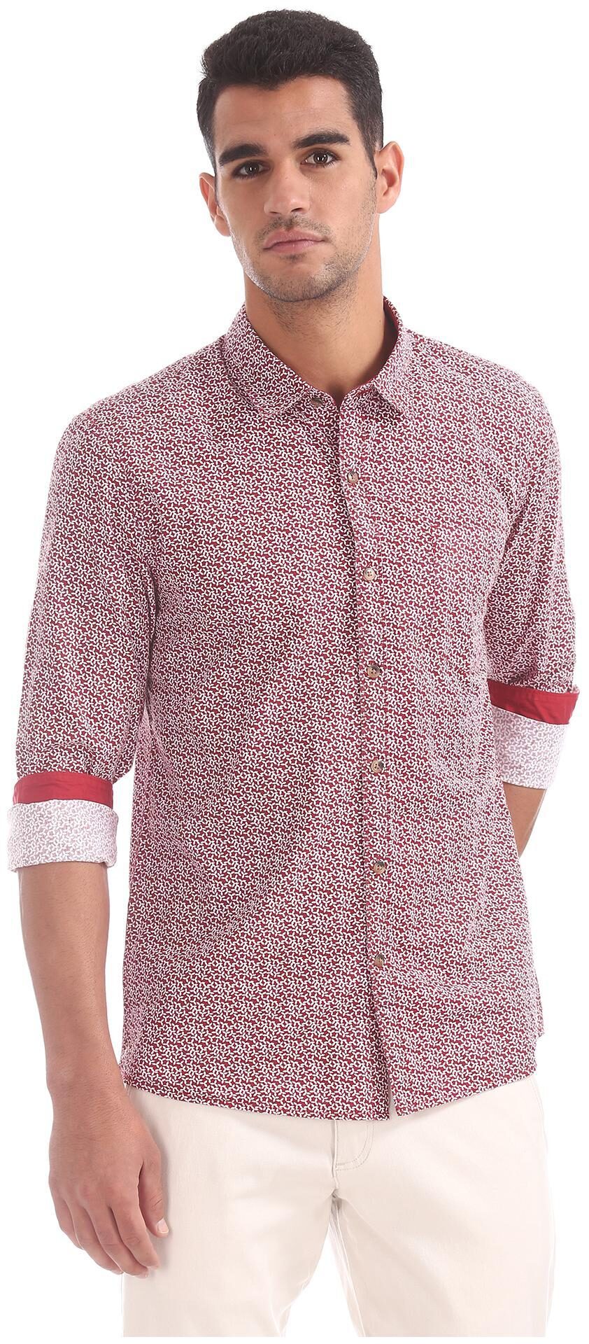 

RUGGERS Men Red Printed Regular Fit Casual Shirt