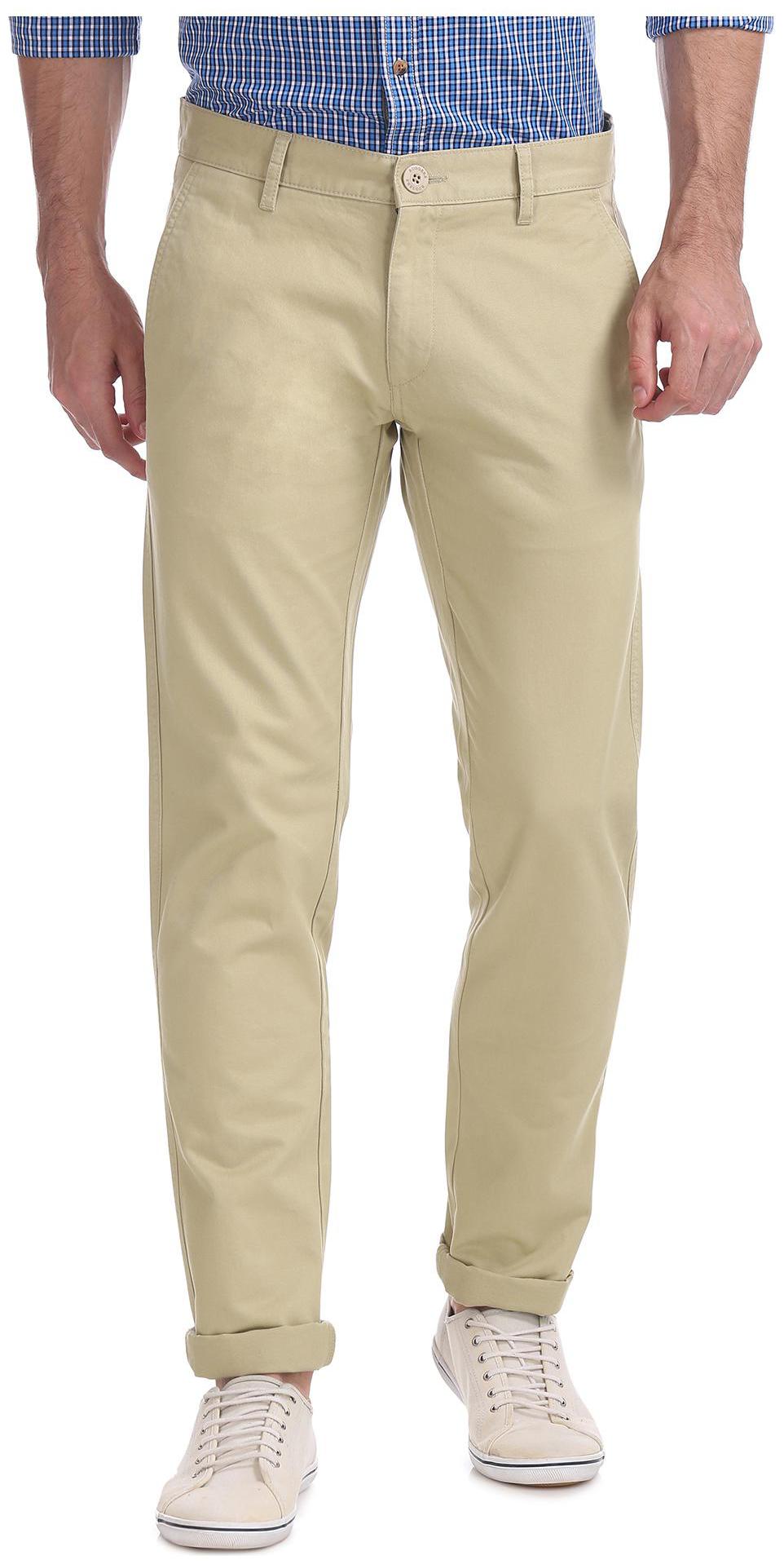 

RUGGERS Men Beige Solid Slim fit Regular trousers