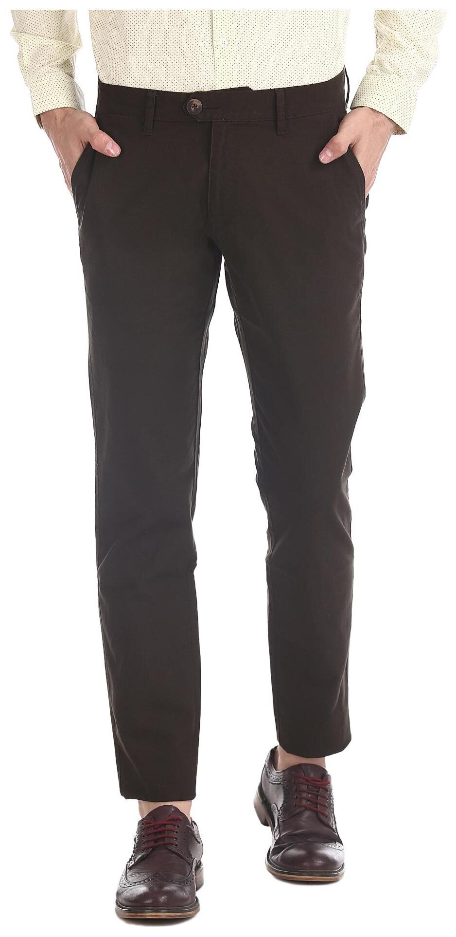 

RUGGERS Men Green Solid Slim fit Regular trousers
