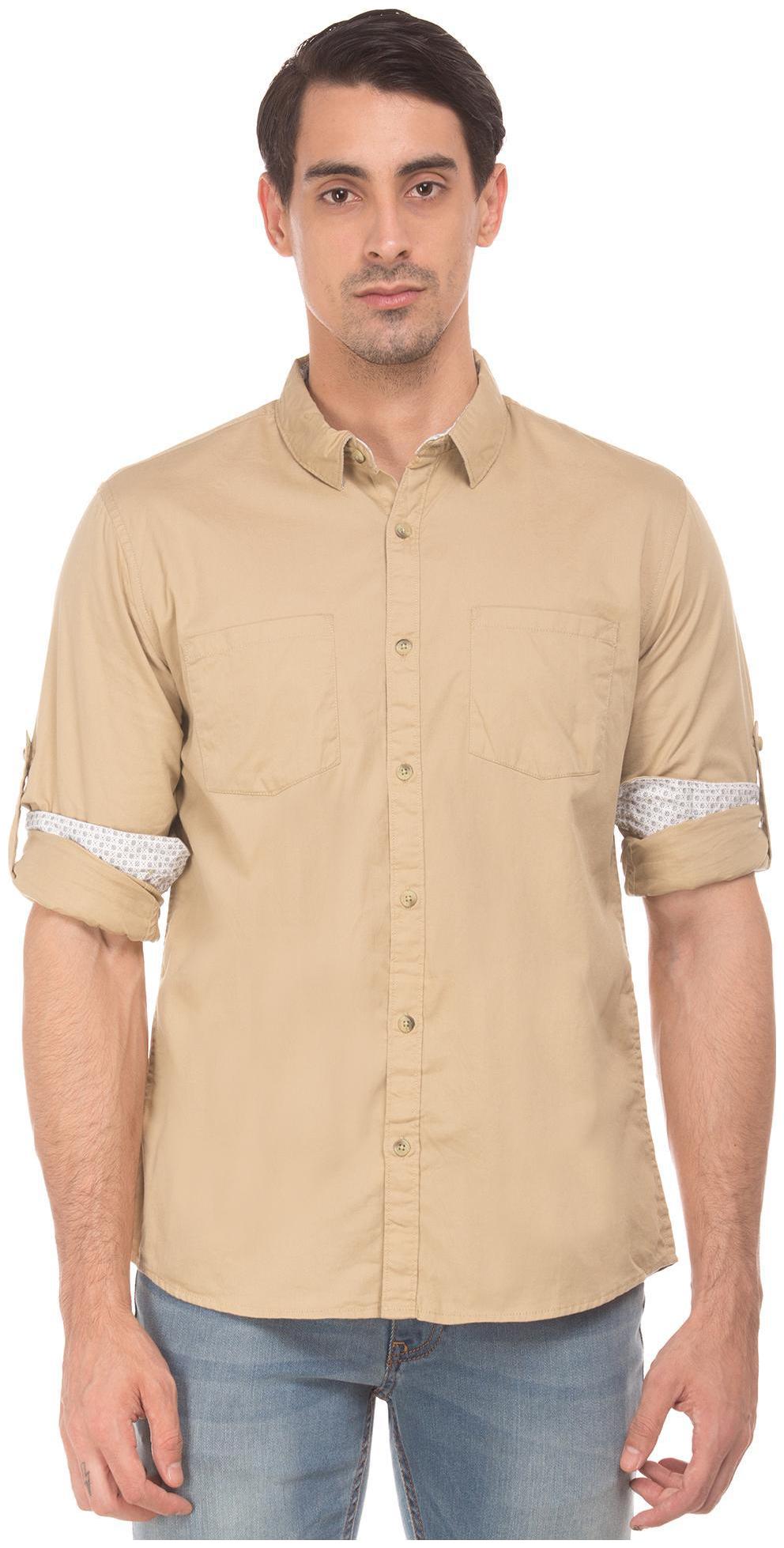 

RUGGERS Men Brown Solid Regular Fit Casual Shirt