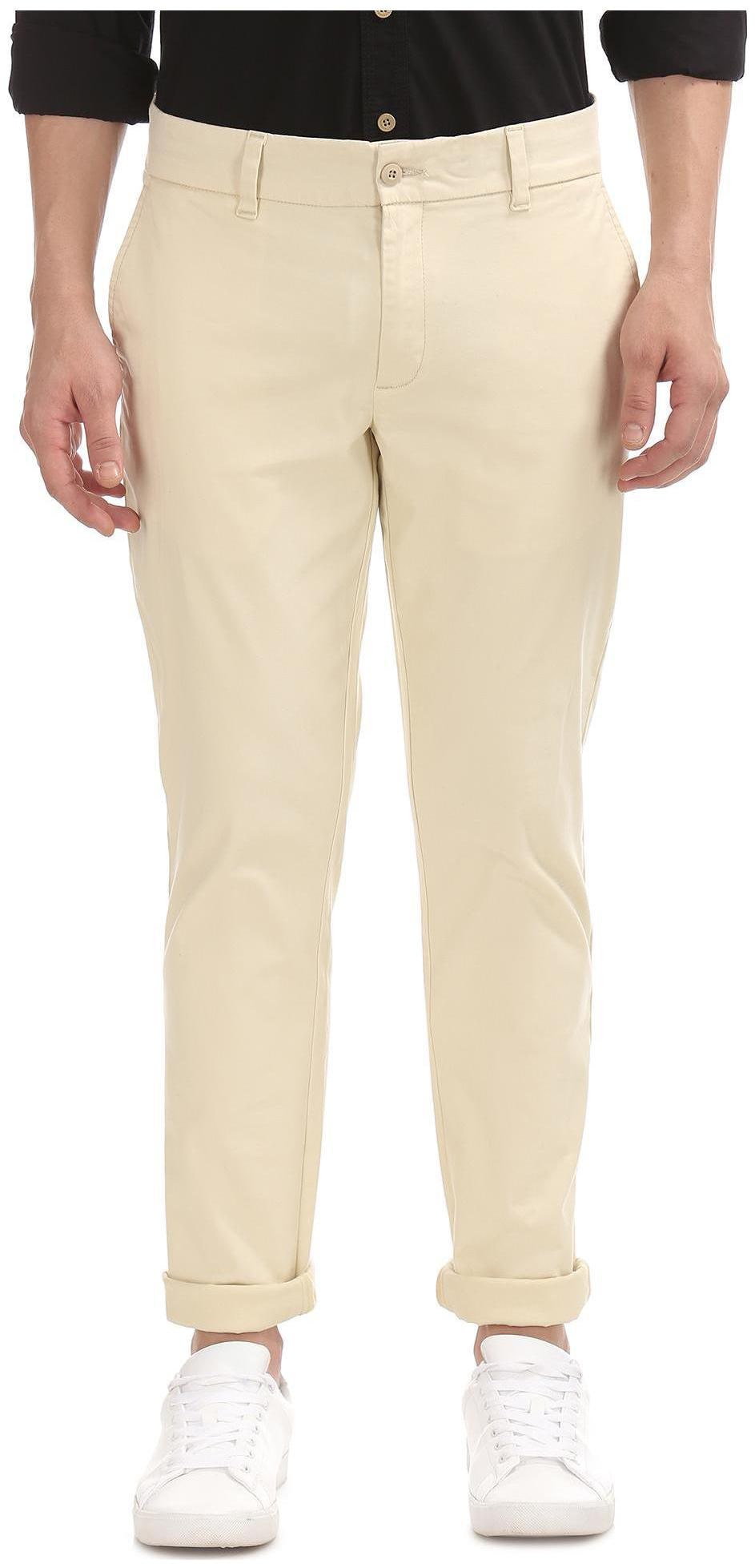 

RUGGERS Men Beige Solid Regular fit Regular trousers