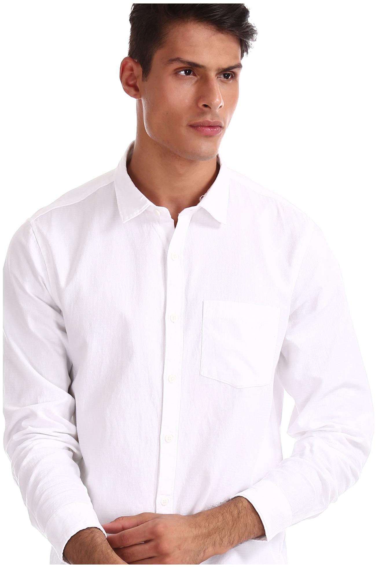 

RUGGERS Men White Solid Regular Fit Casual Shirt