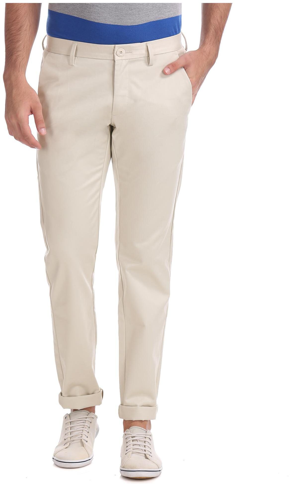 

RUGGERS Men Beige Solid Slim fit Regular trousers