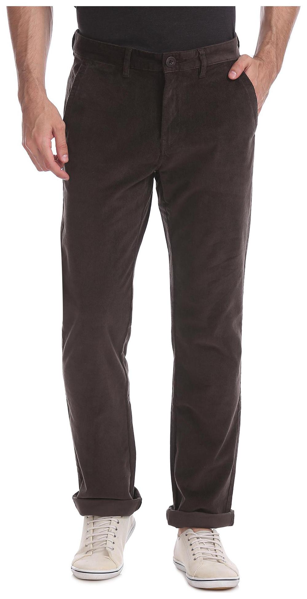 

RUGGERS Men Brown Solid Slim fit Regular trousers