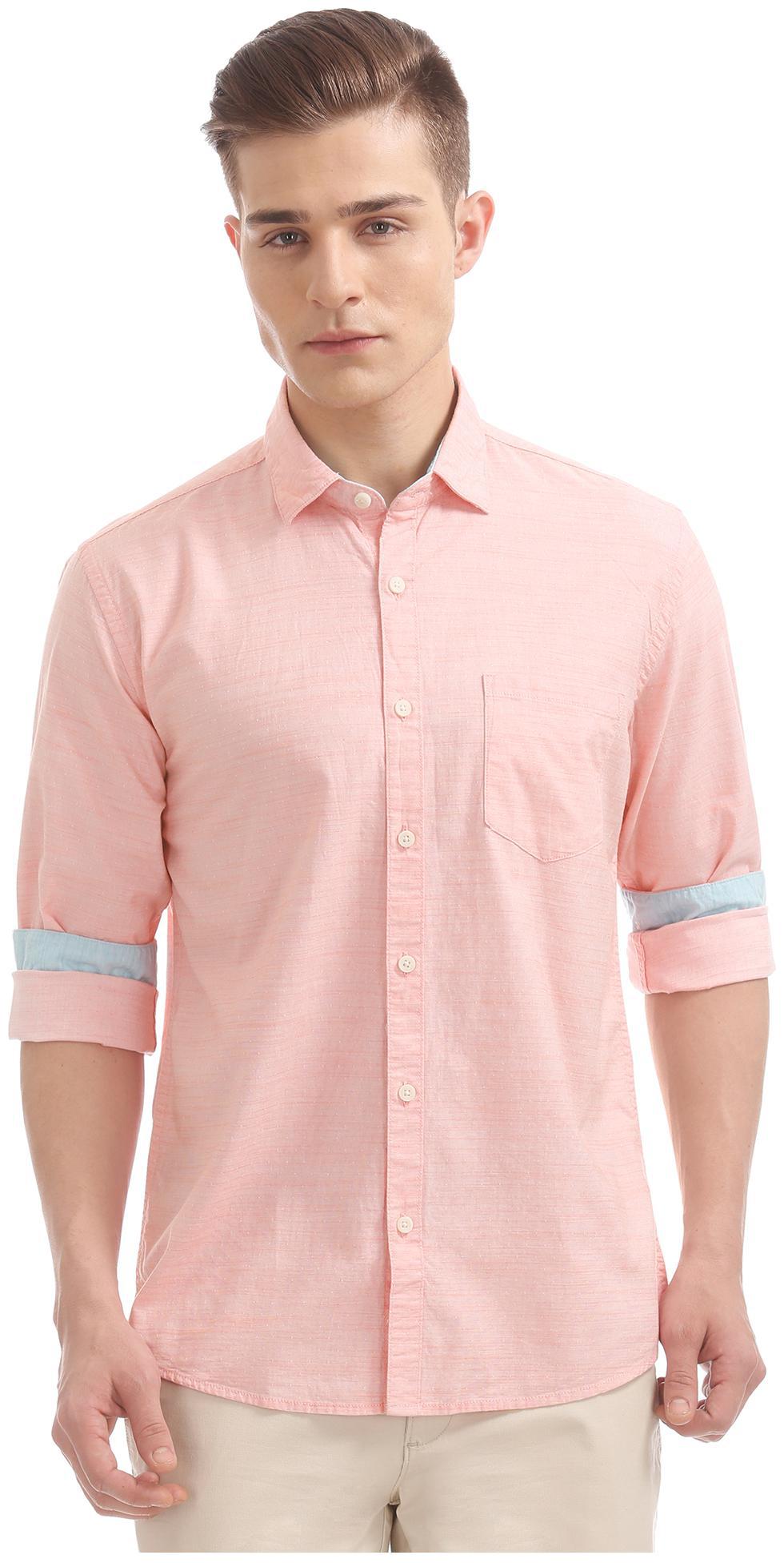 

RUGGERS Men Red Solid Regular Fit Casual Shirt