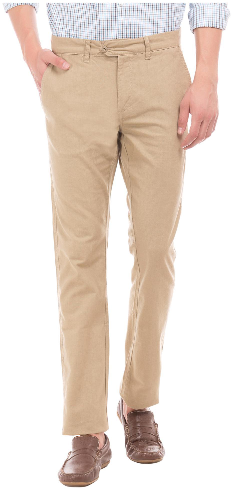 

RUGGERS Men Beige Solid Slim fit Regular trousers
