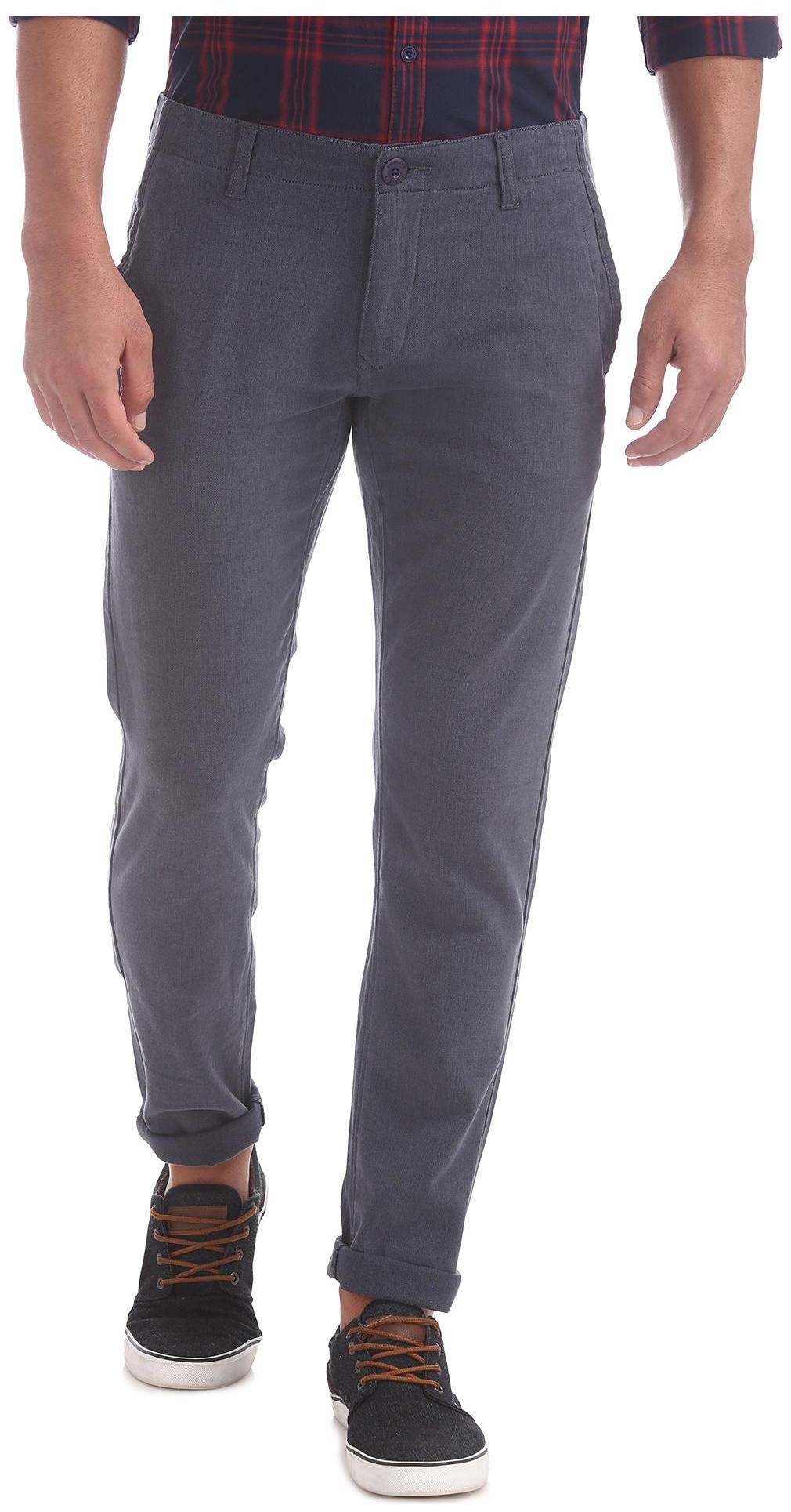 

RUGGERS Men Blue Solid Slim fit Regular trousers