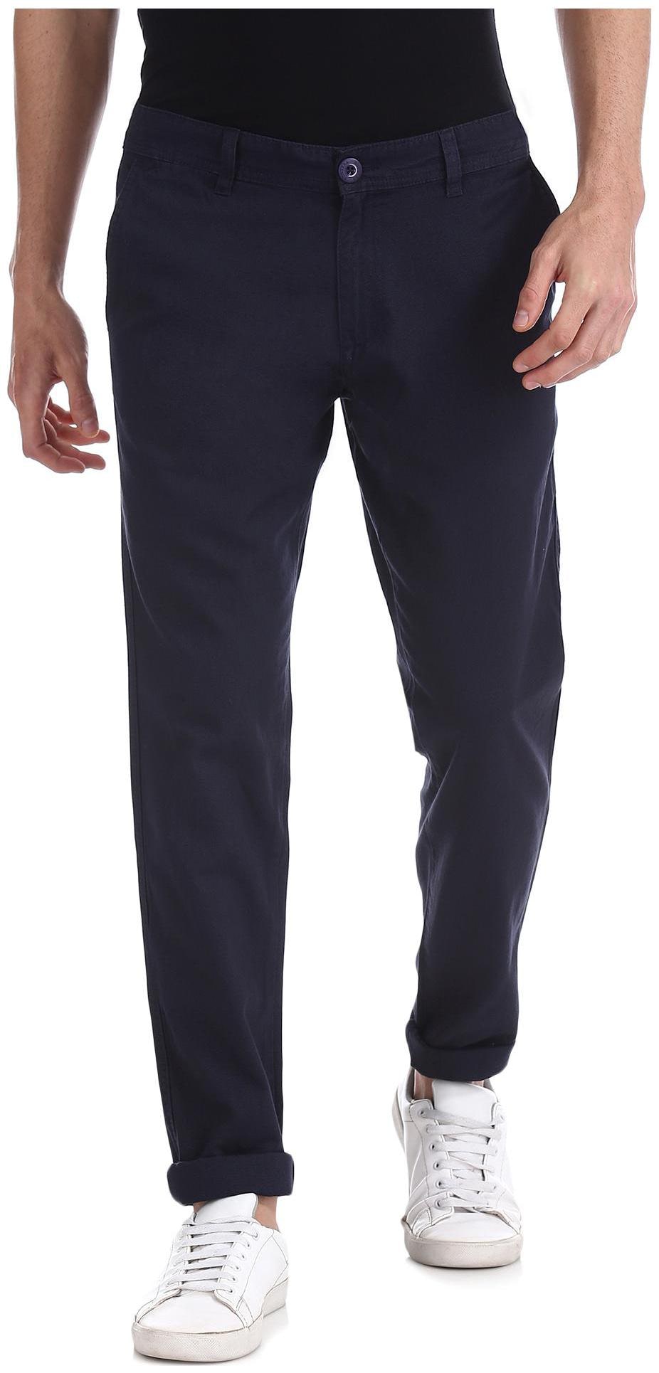 

RUGGERS Men Blue Solid Slim fit Regular trousers