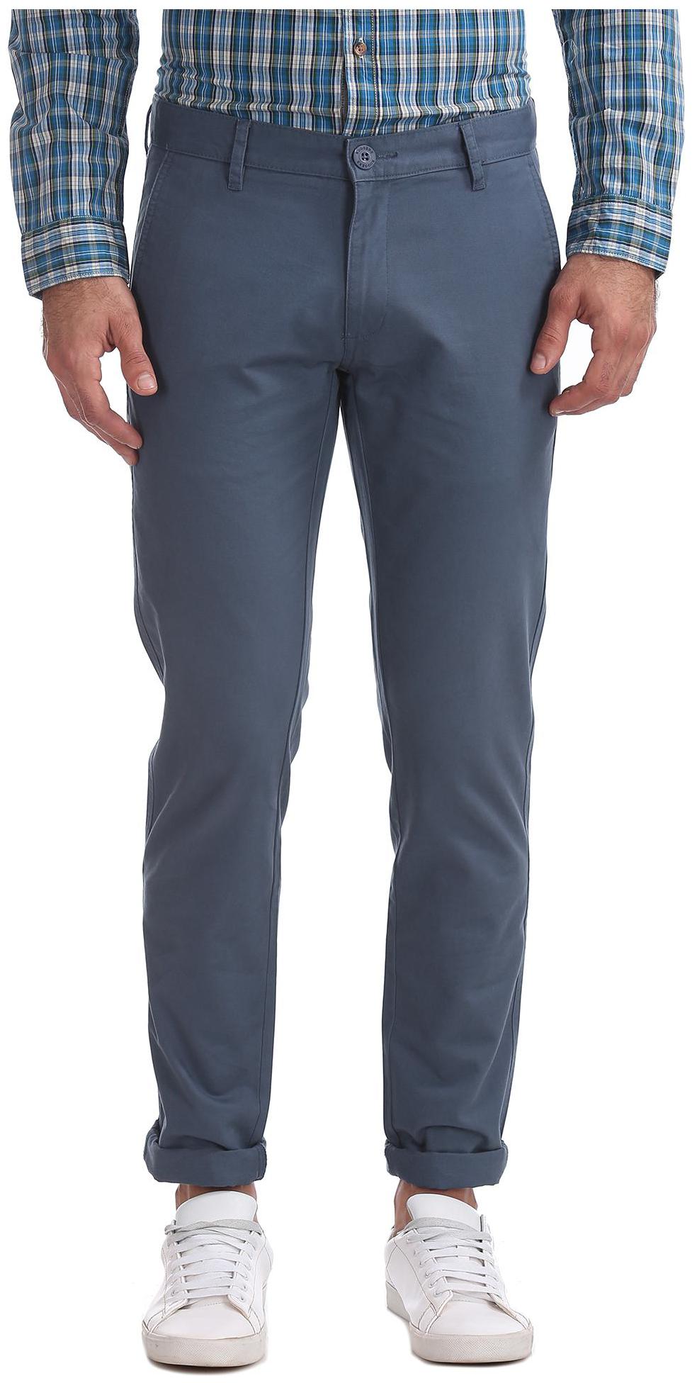 

RUGGERS Men Blue Solid Slim fit Regular trousers