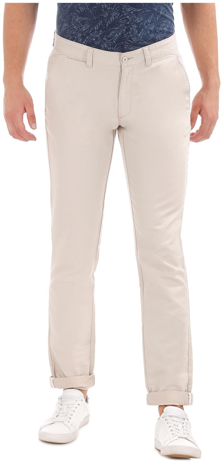 

RUGGERS Men Grey Solid Slim fit Regular trousers