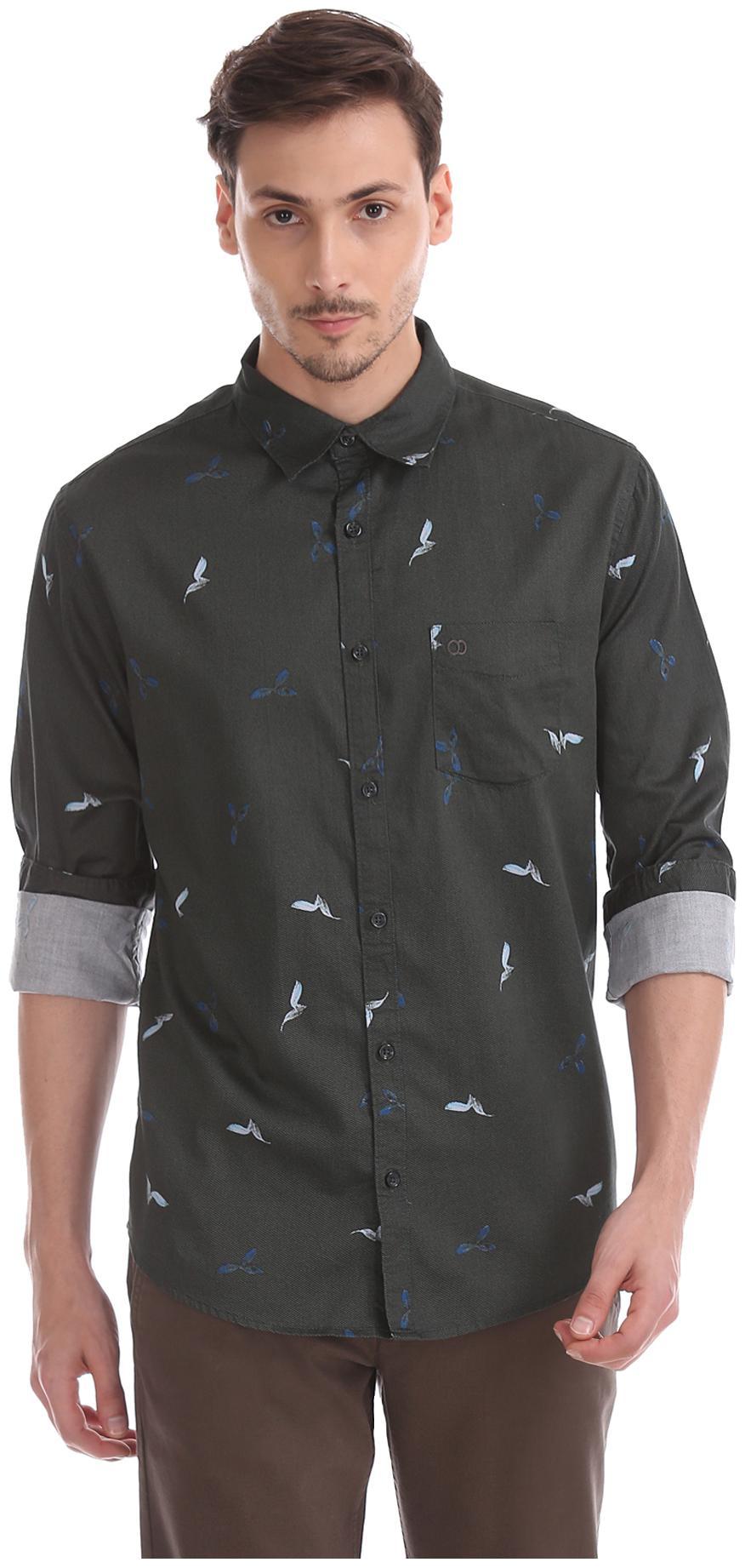 

RUGGERS Men Green Printed Regular Fit Casual Shirt
