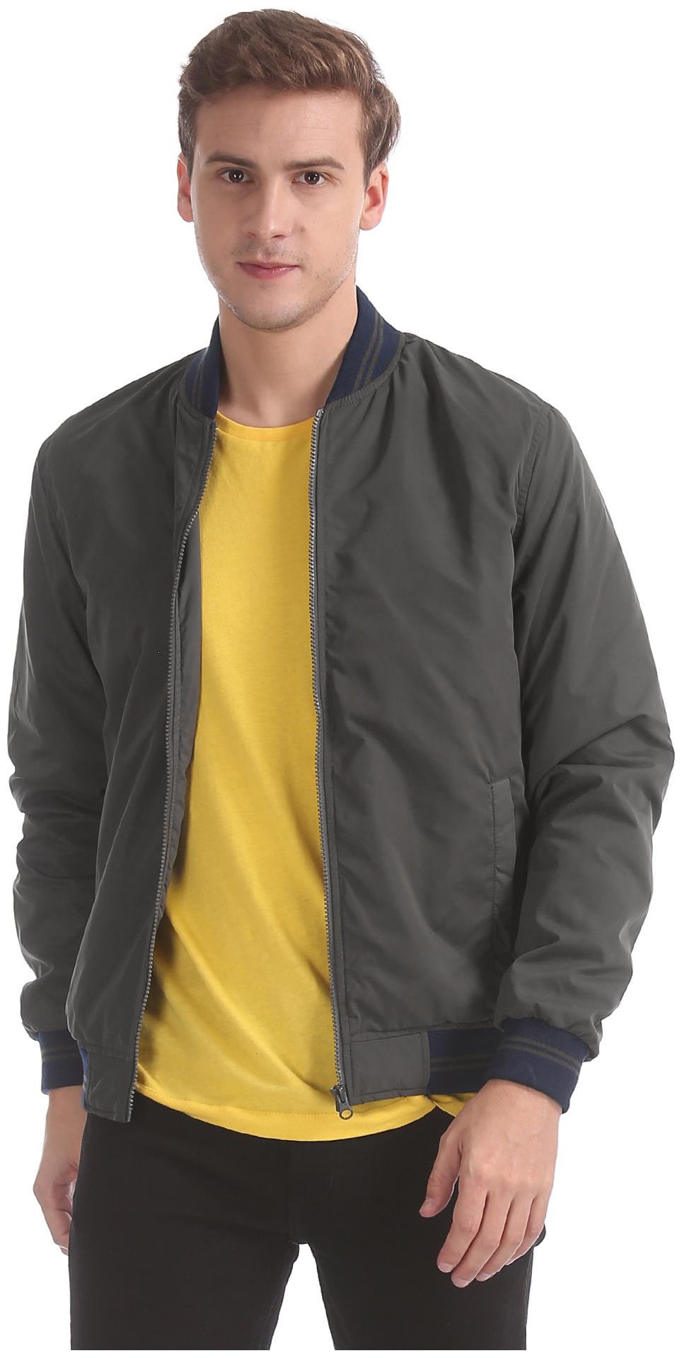 

RUGGERS Men Green Solid Bomber jacket