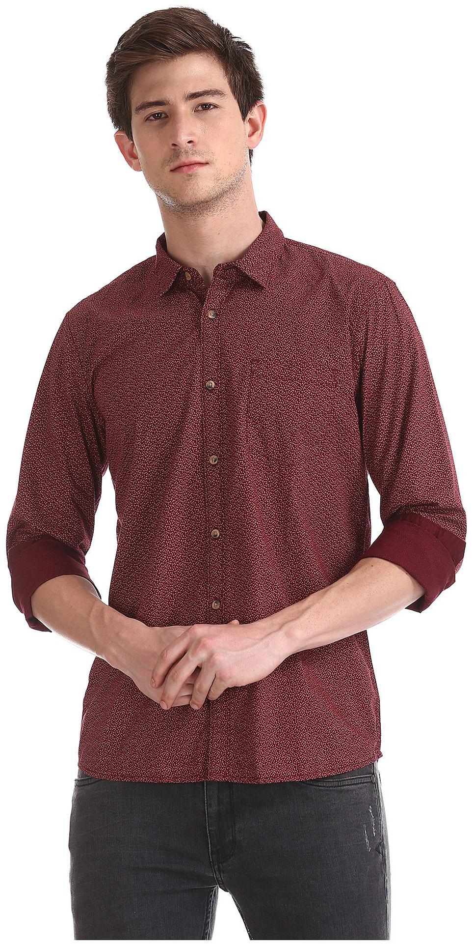 

RUGGERS Men Red Printed Regular Fit Casual Shirt