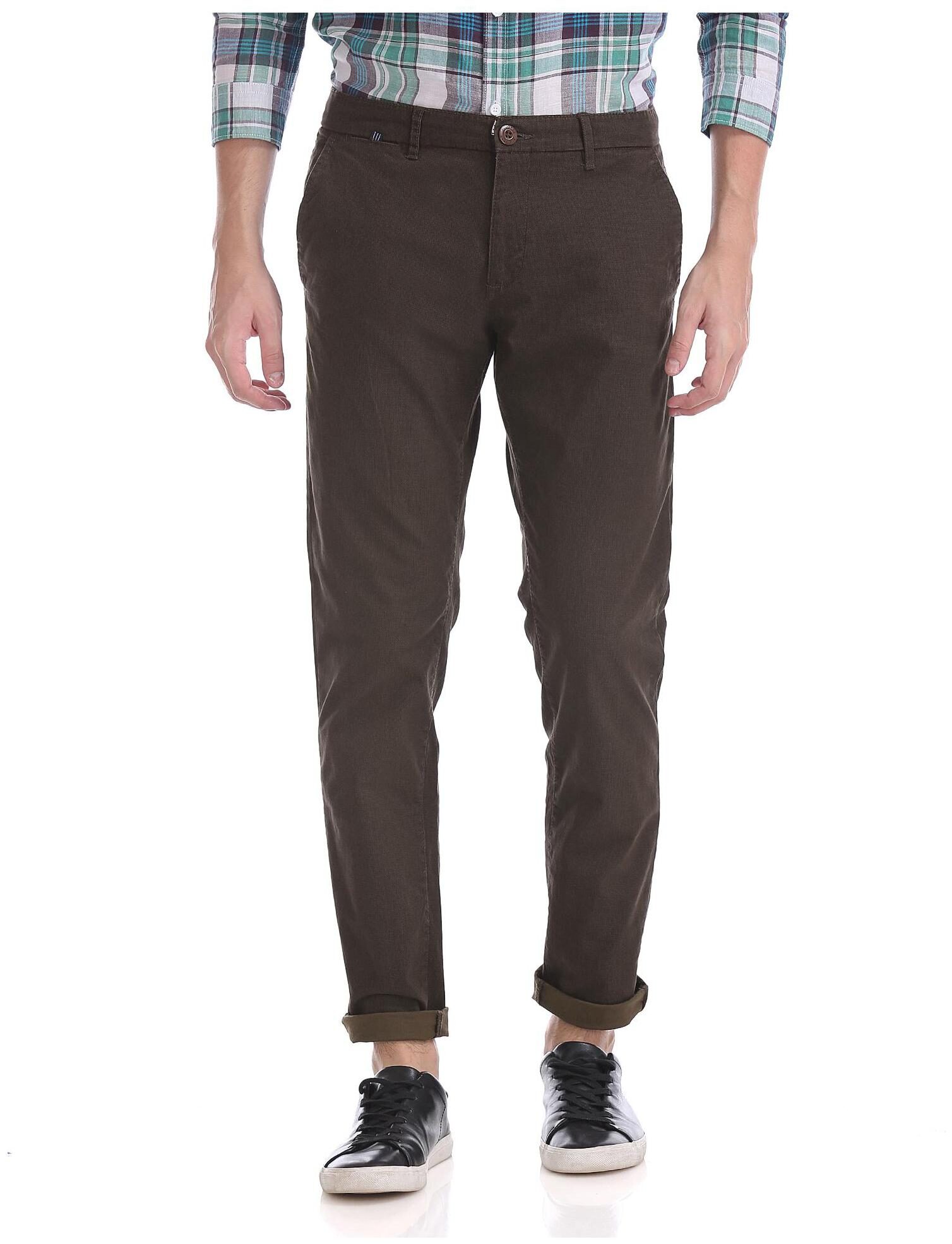 

RUGGERS Men Brown Solid Regular fit Regular trousers