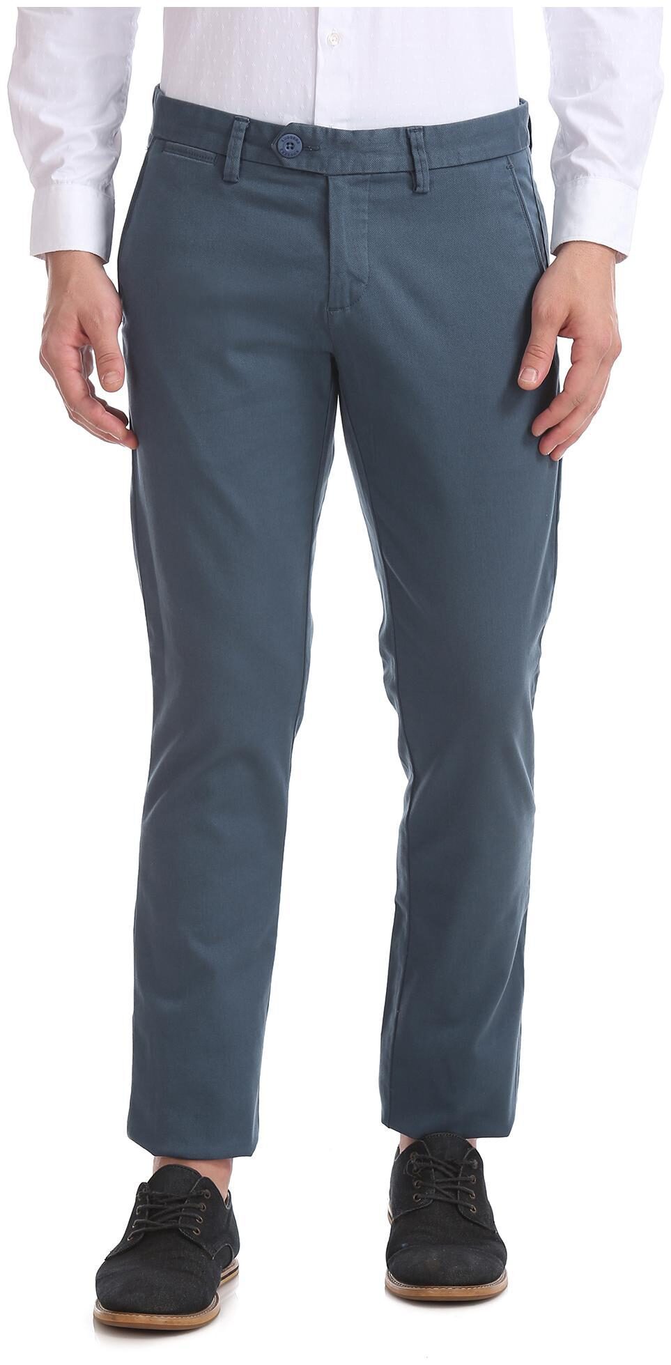 

RUGGERS Men Blue Solid Tapered fit Regular trousers