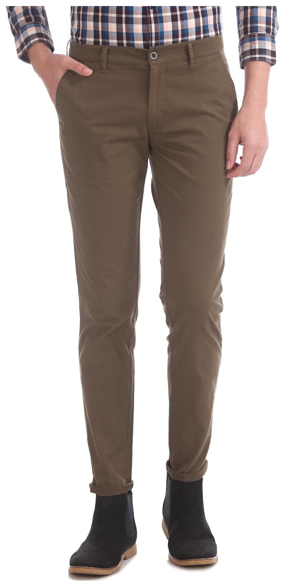 

RUGGERS Men Solid Slim Fit Formal Trouser - Brown
